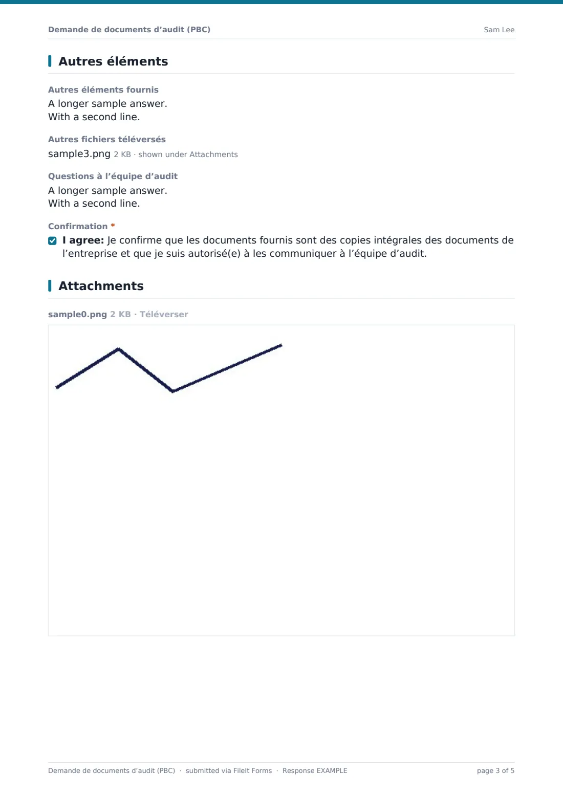 Demande de documents d’audit (PBC) — exemple de réponse au format PDF, page 3 sur 5