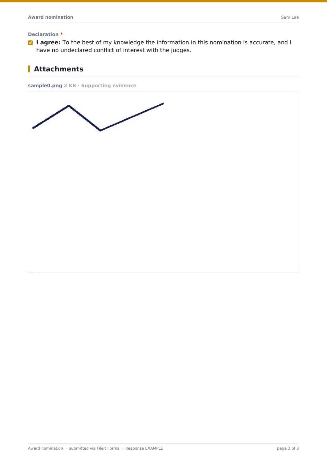 Award nomination — example response PDF, page 3 of 3