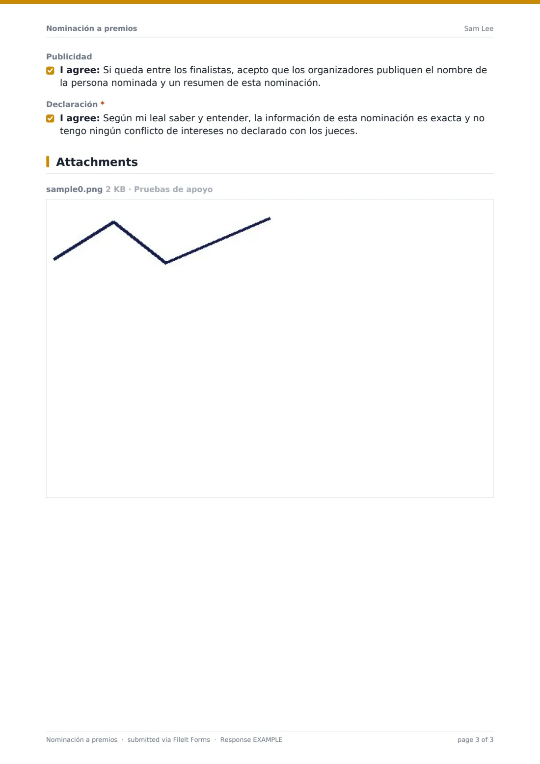 Nominación a premios — PDF de respuesta de ejemplo, página 3 de 3