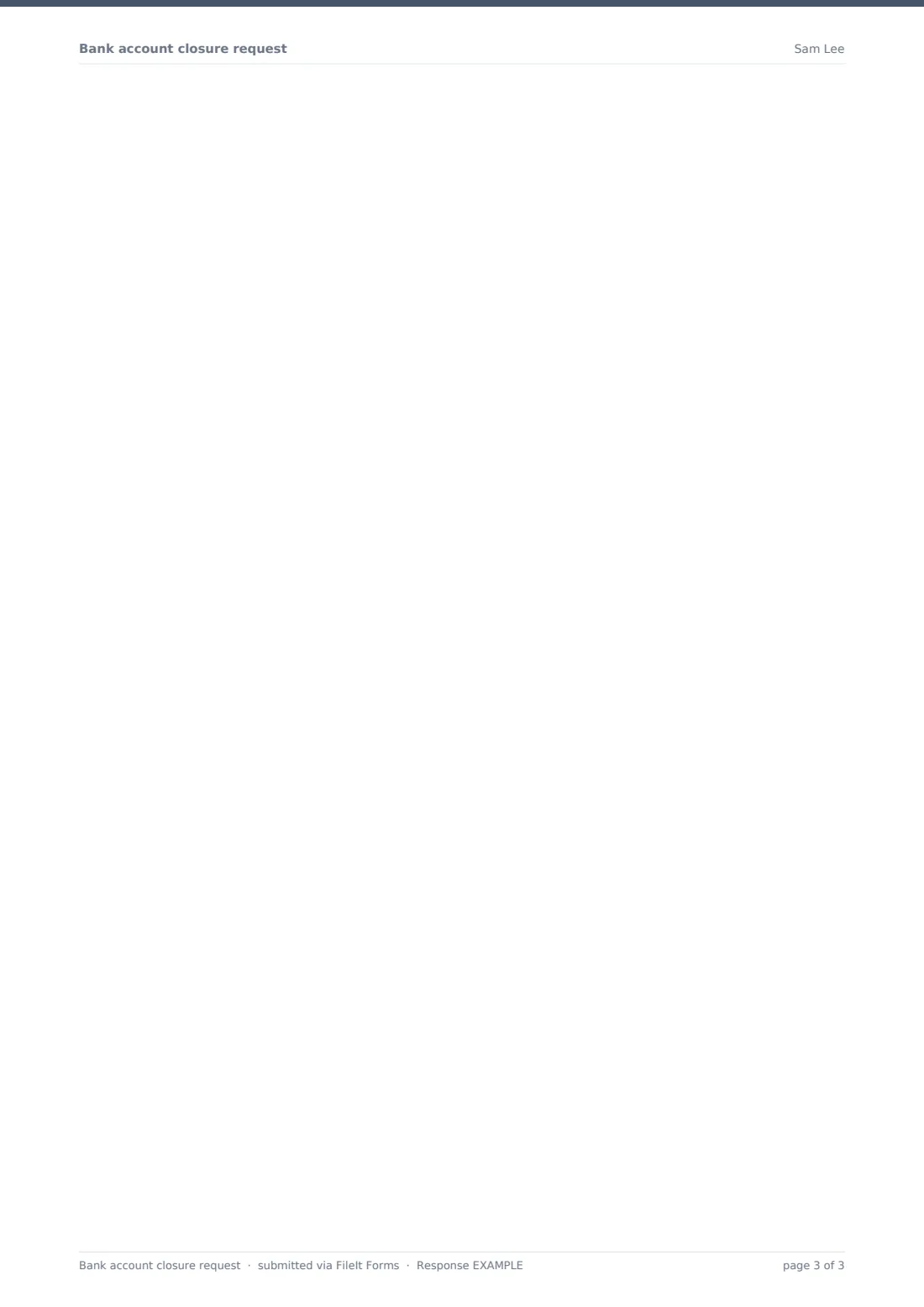 Bank account closure request — example response PDF, page 3 of 3