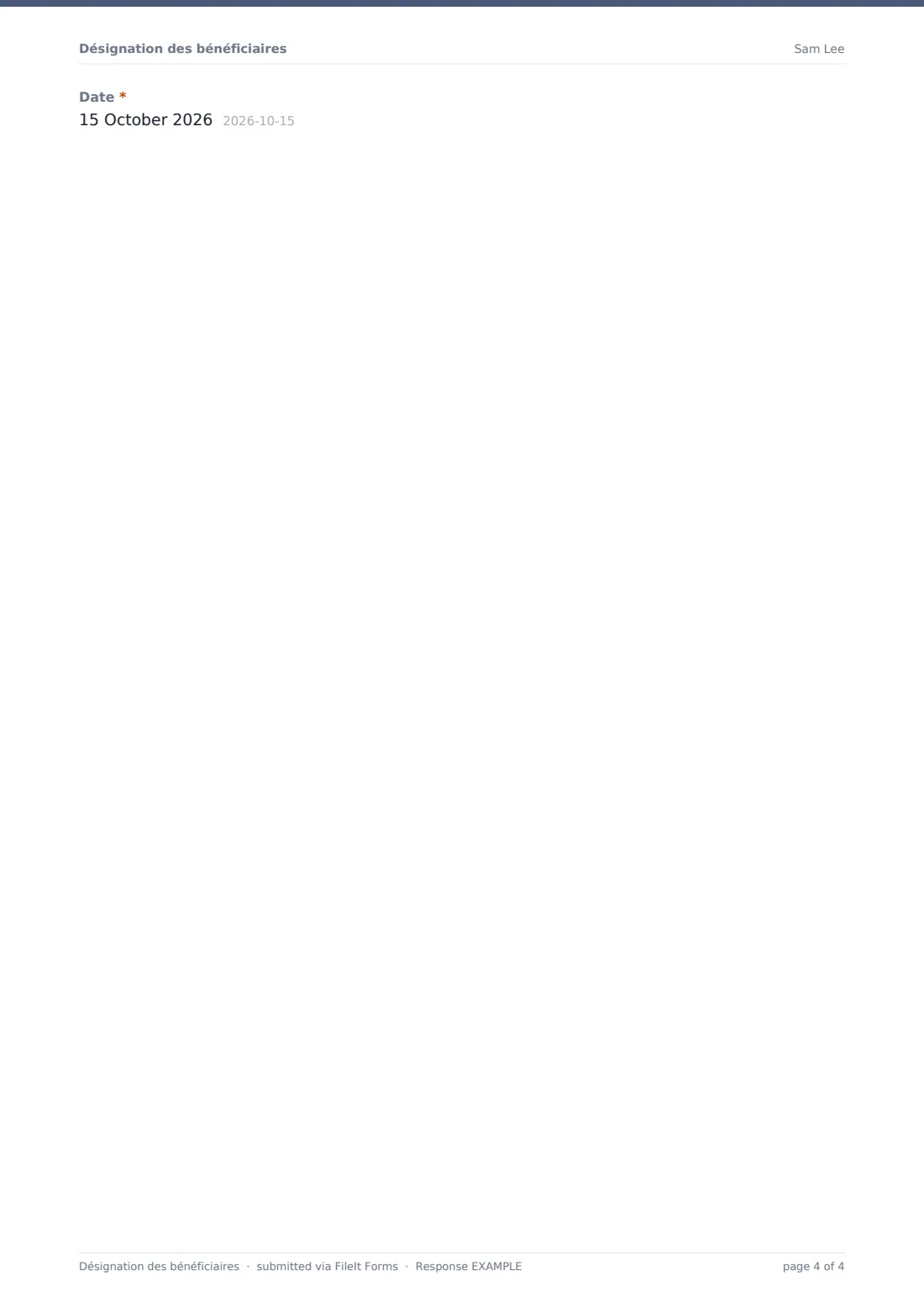 Désignation des bénéficiaires — exemple de réponse au format PDF, page 4 sur 4