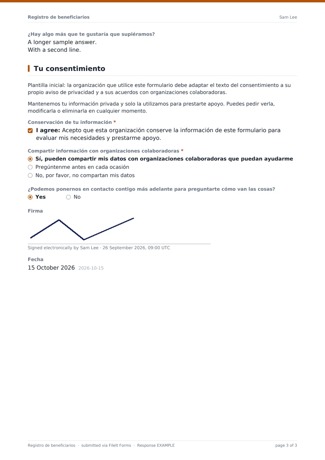 Registro de beneficiarios — PDF de respuesta de ejemplo, página 3 de 3