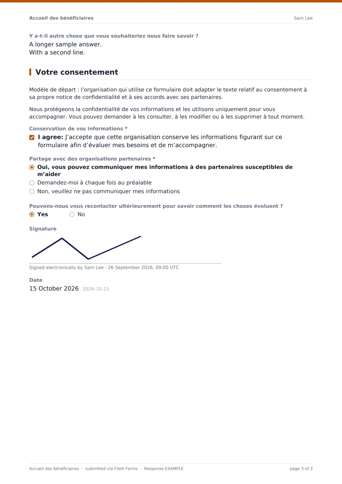 Accueil des bénéficiaires — exemple de réponse au format PDF, page 3 sur 3