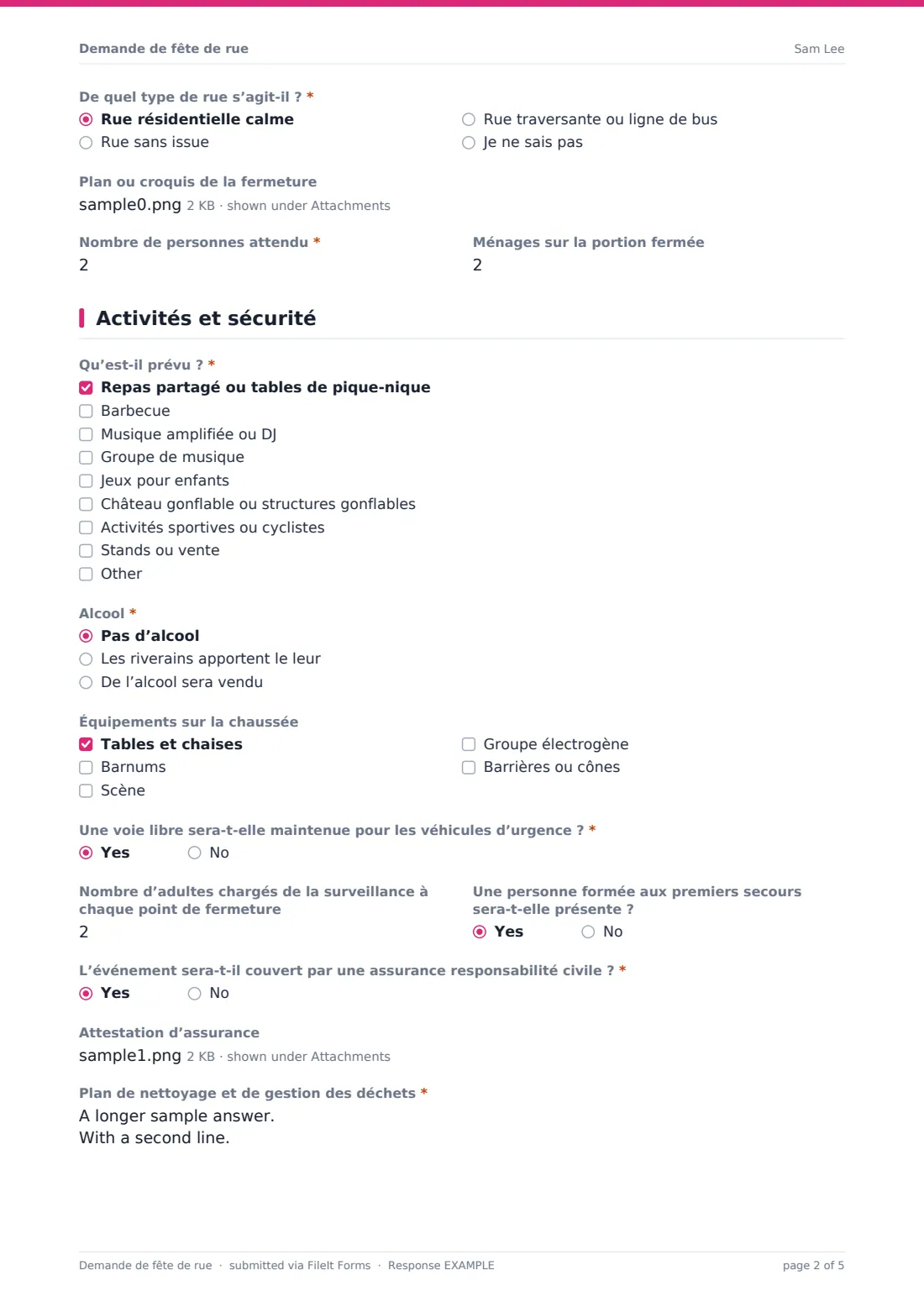 Demande de fête de rue — exemple de réponse au format PDF, page 2 sur 5