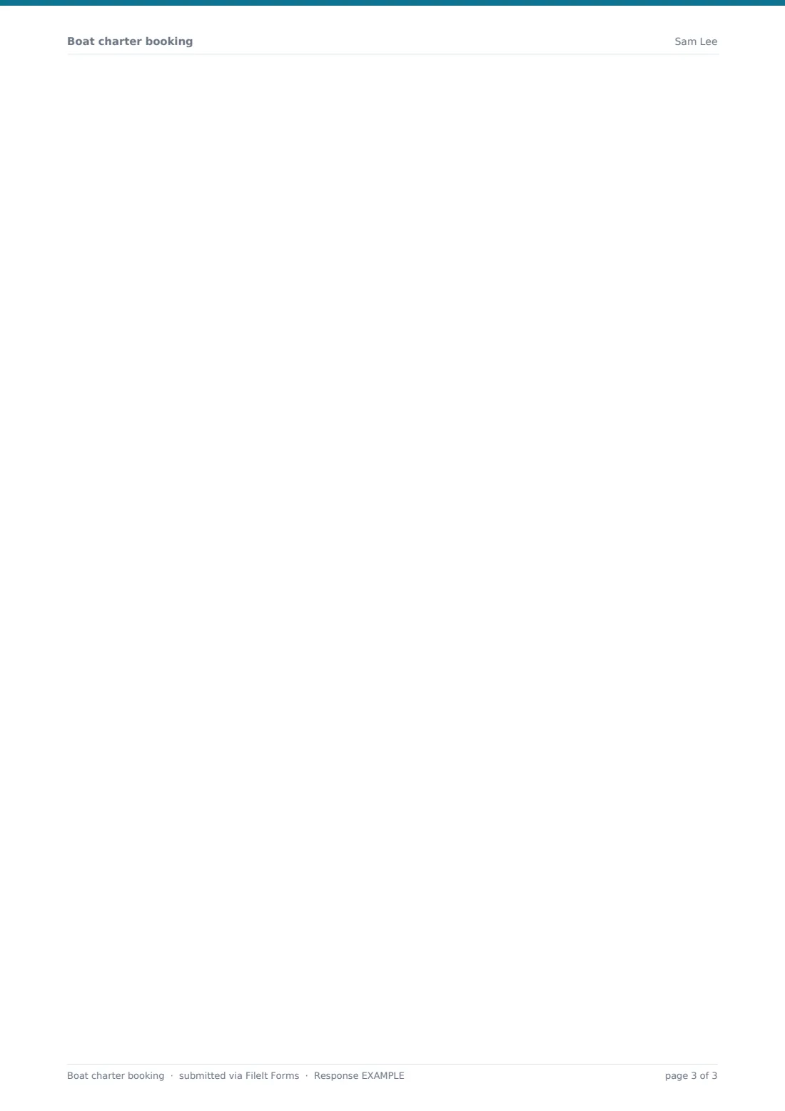 Boat charter booking — example response PDF, page 3 of 3