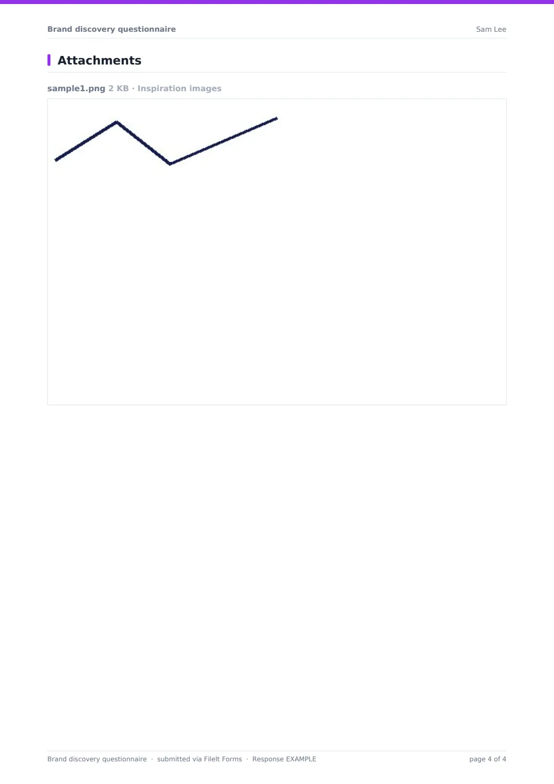 Brand discovery questionnaire — example response PDF, page 4 of 4