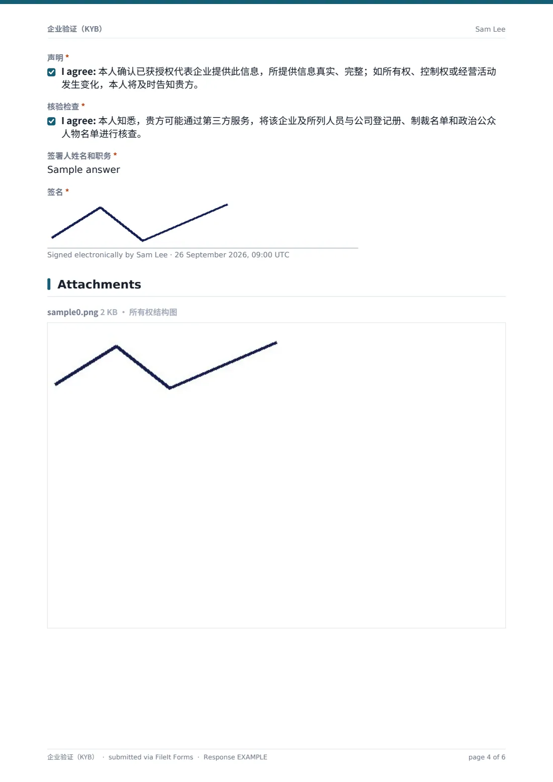 企业验证（KYB） — 示例回复 PDF，第 4 页，共 6 页
