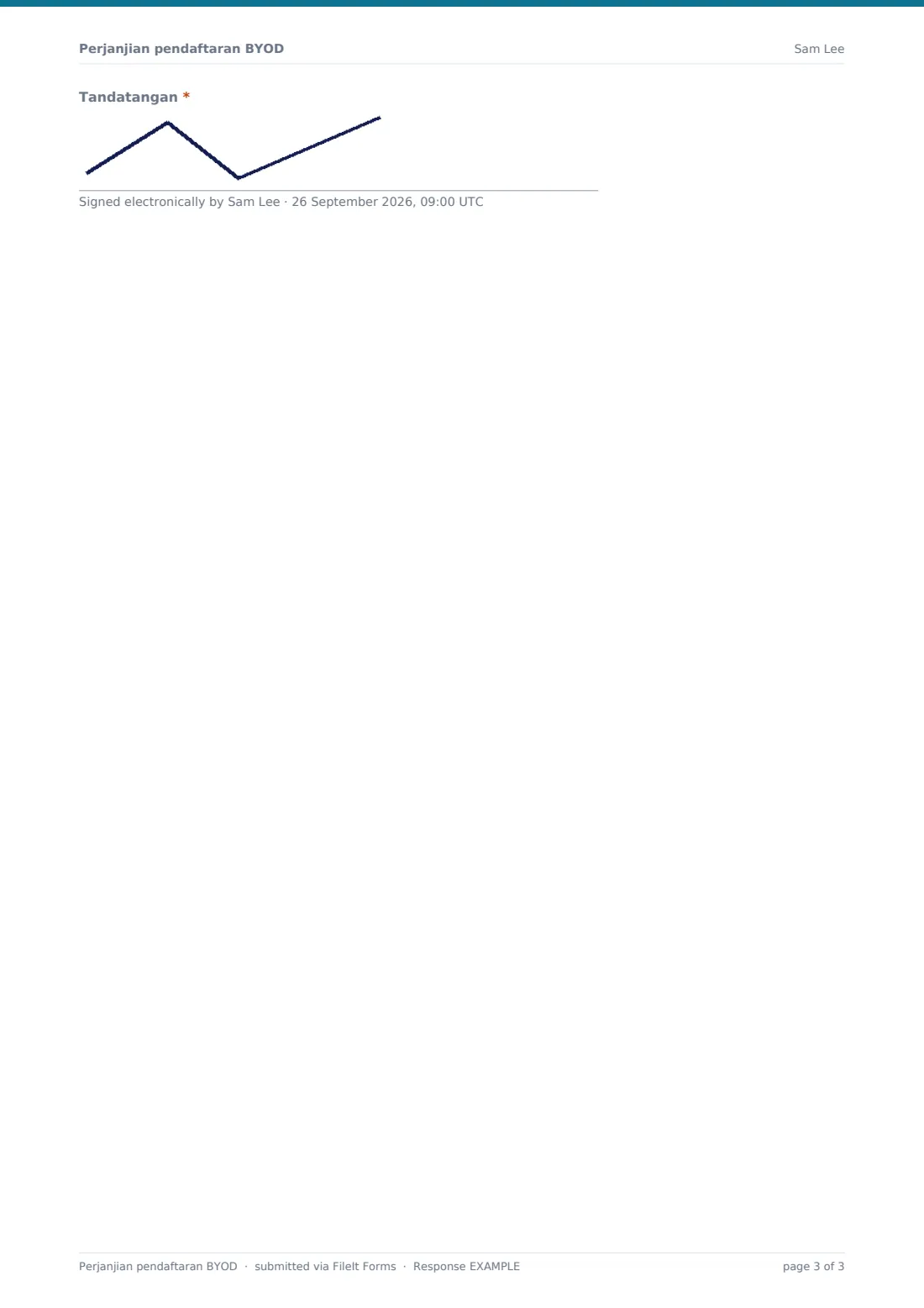 Perjanjian pendaftaran BYOD — PDF respons contoh, halaman 3 daripada 3