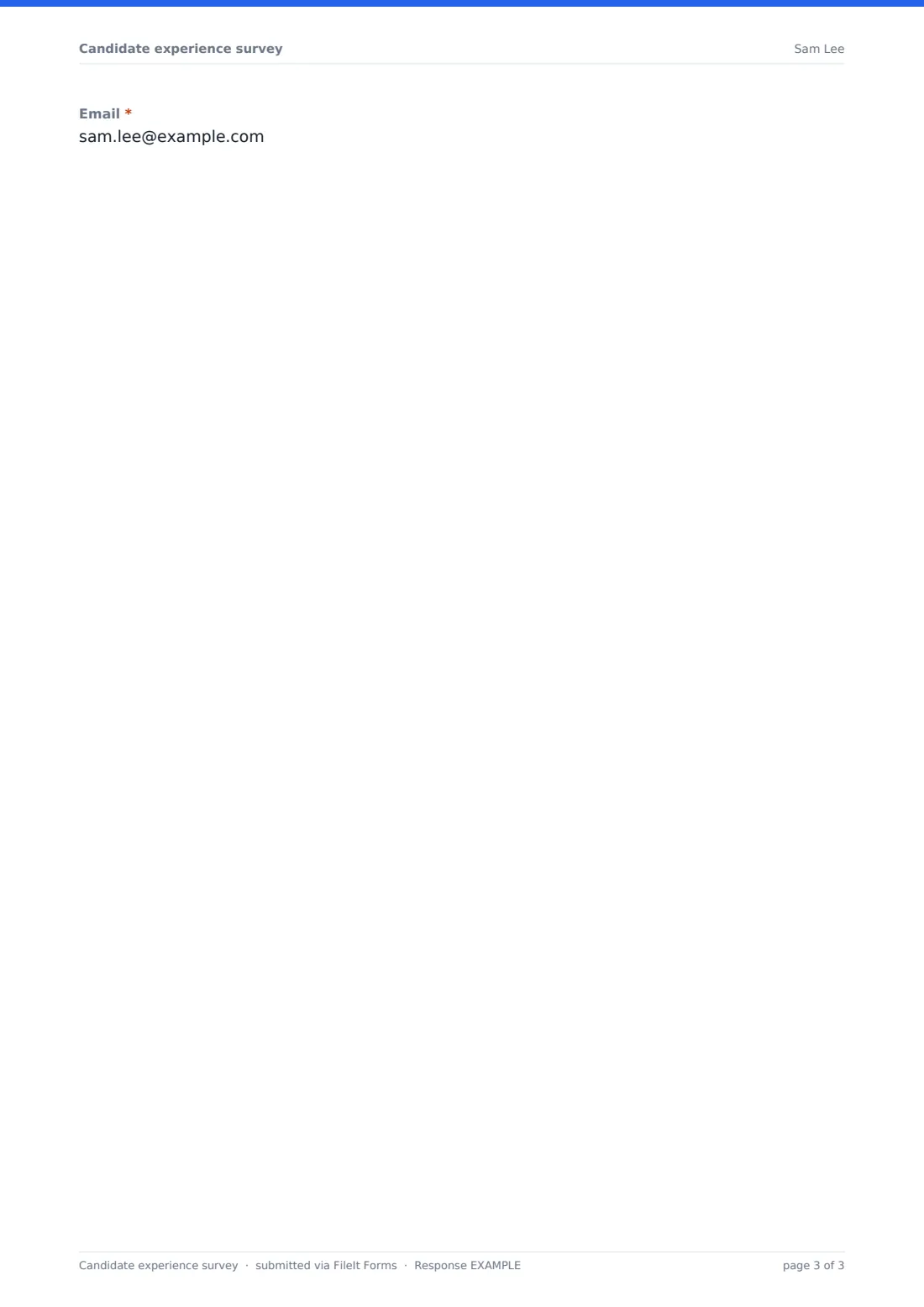Candidate experience survey — example response PDF, page 3 of 3