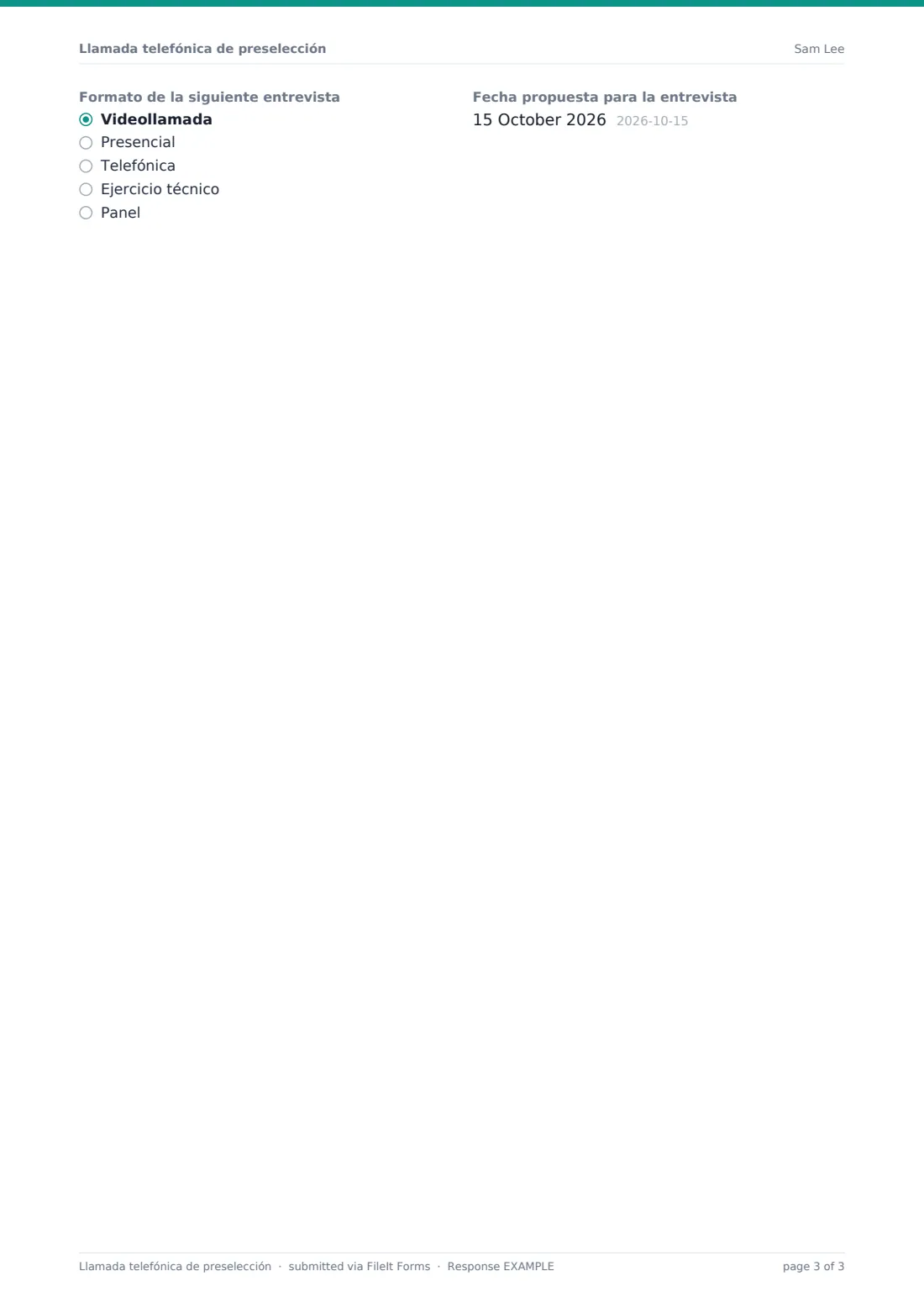 Llamada telefónica de preselección — PDF de respuesta de ejemplo, página 3 de 3