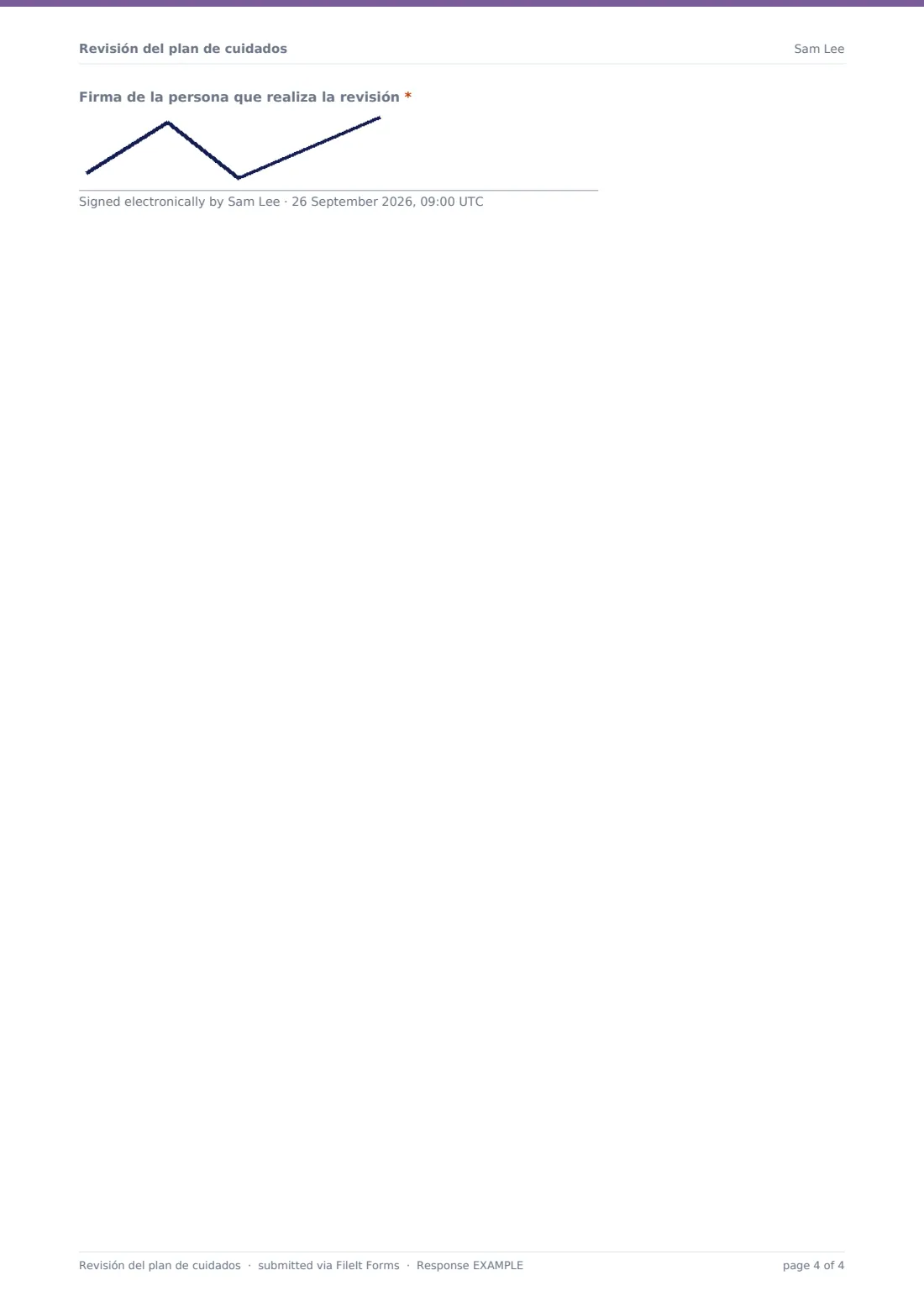 Revisión del plan de cuidados — PDF de respuesta de ejemplo, página 4 de 4