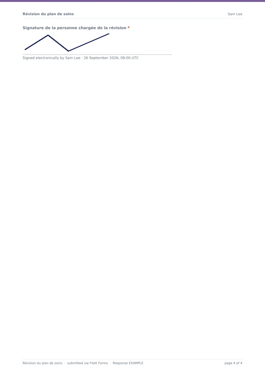 Révision du plan de soins — exemple de réponse au format PDF, page 4 sur 4