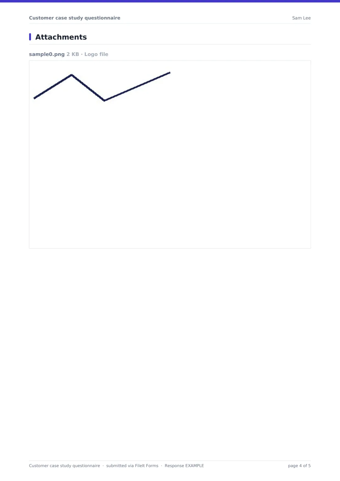 Customer case study questionnaire — example response PDF, page 4 of 5