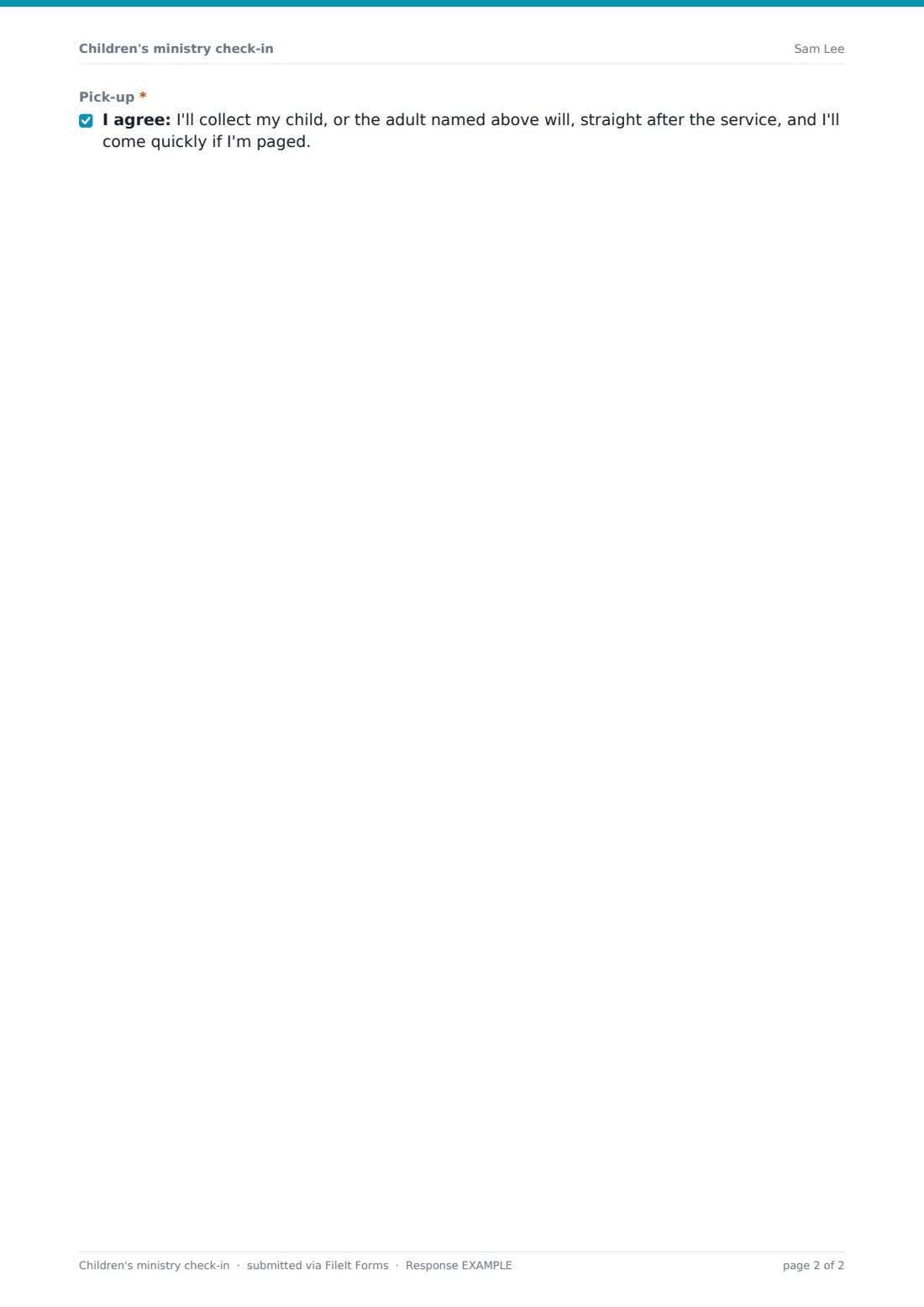 Children's ministry check-in — example response PDF, page 2 of 2