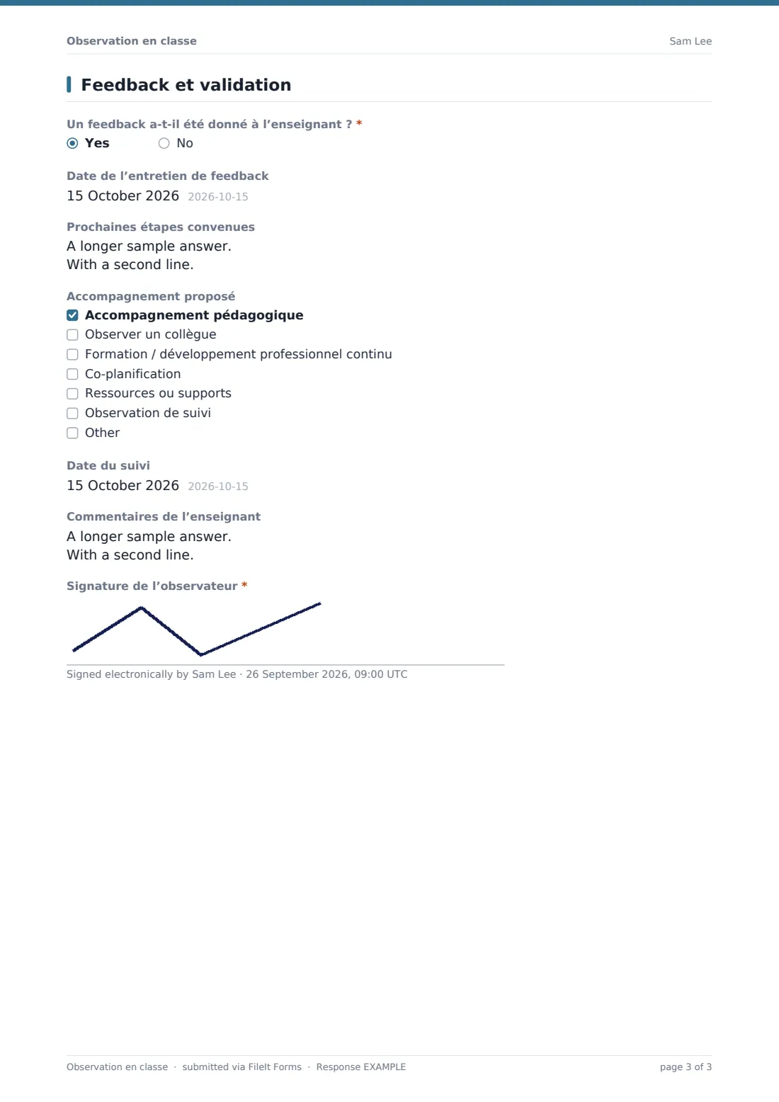 Observation en classe — exemple de réponse au format PDF, page 3 sur 3