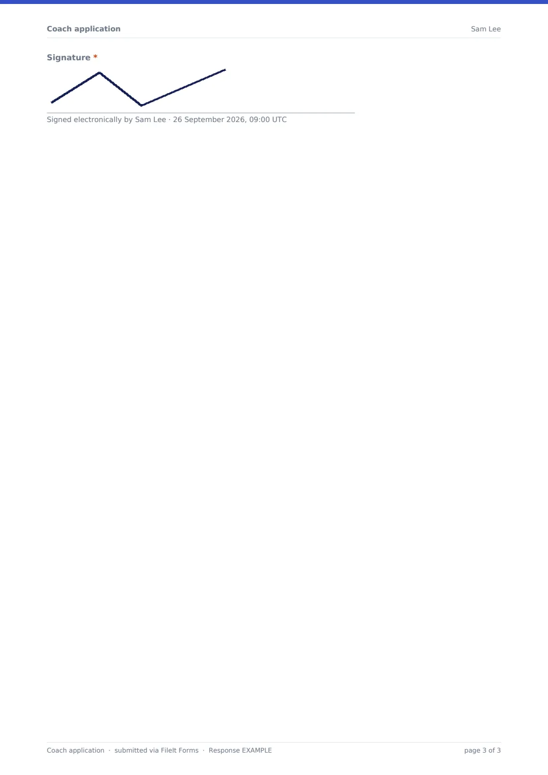 Coach application — example response PDF, page 3 of 3