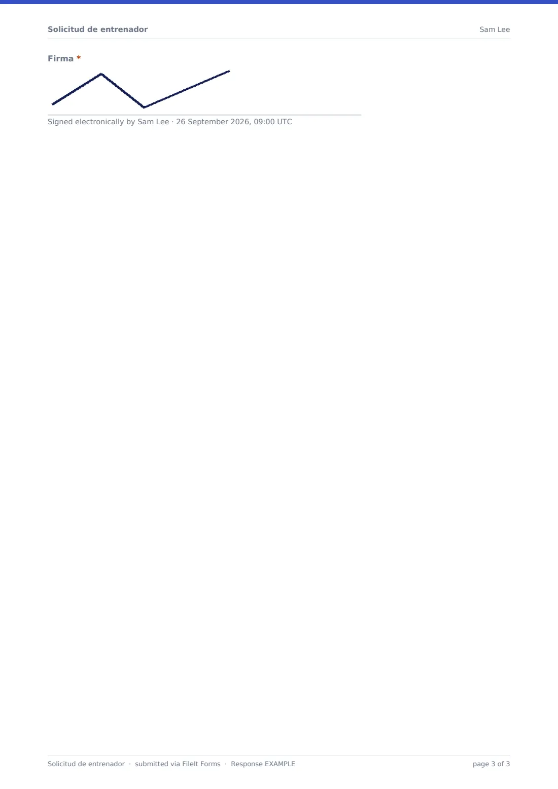 Solicitud de entrenador — PDF de respuesta de ejemplo, página 3 de 3