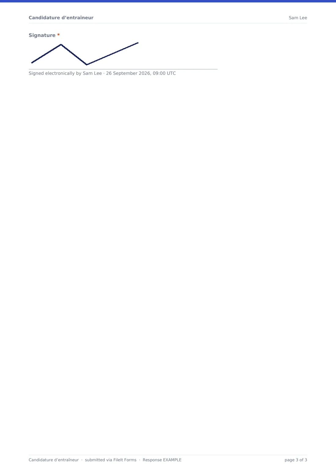 Candidature d’entraîneur — exemple de réponse au format PDF, page 3 sur 3