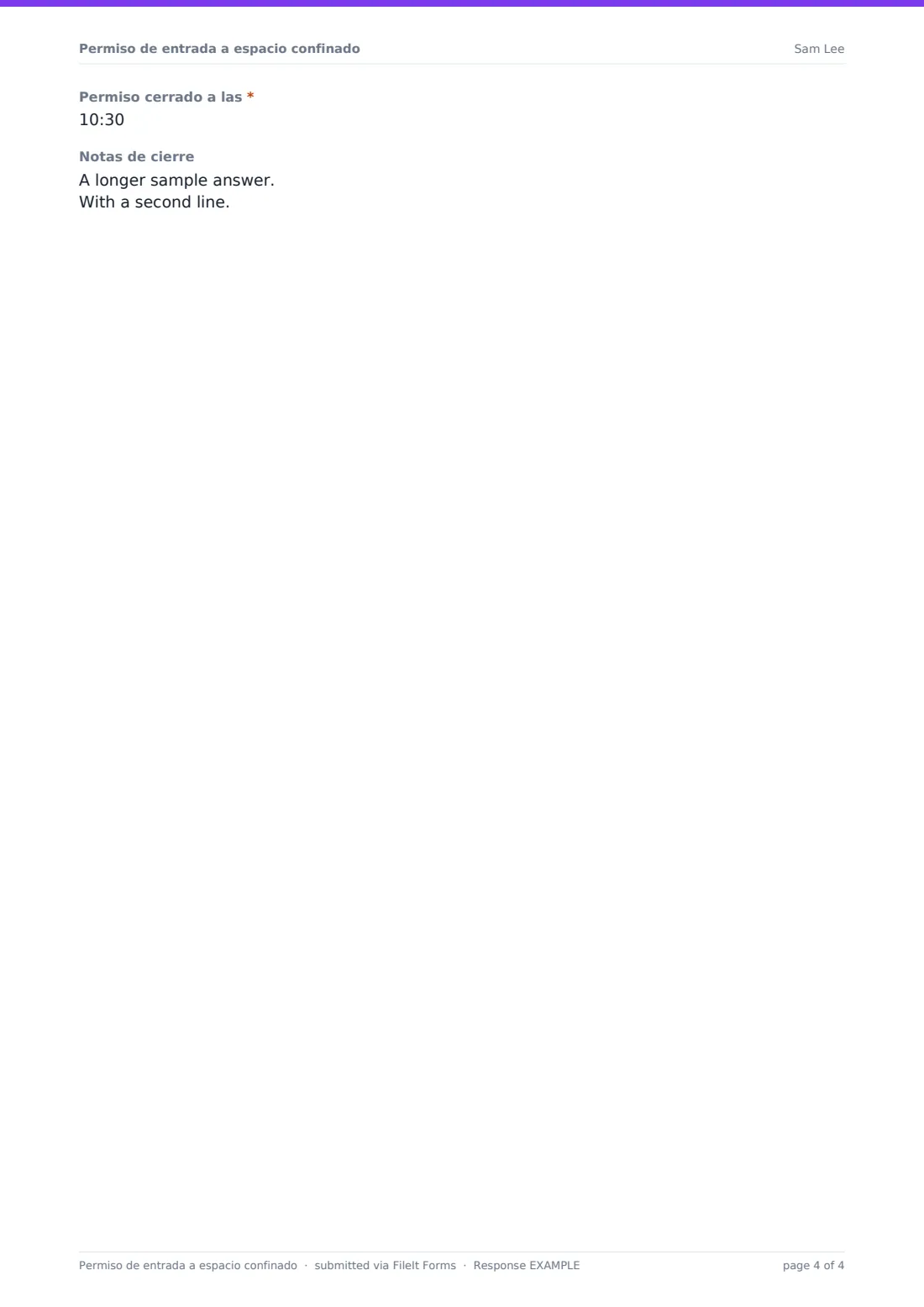 Permiso de entrada a espacio confinado — PDF de respuesta de ejemplo, página 4 de 4