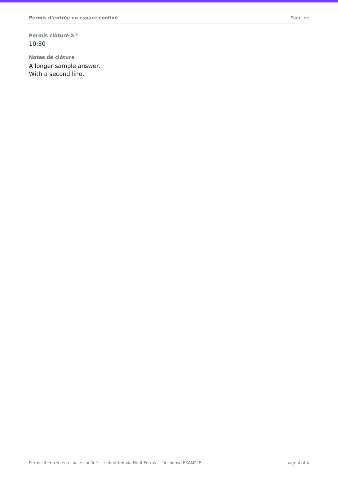 Permis d’entrée en espace confiné — exemple de réponse au format PDF, page 4 sur 4