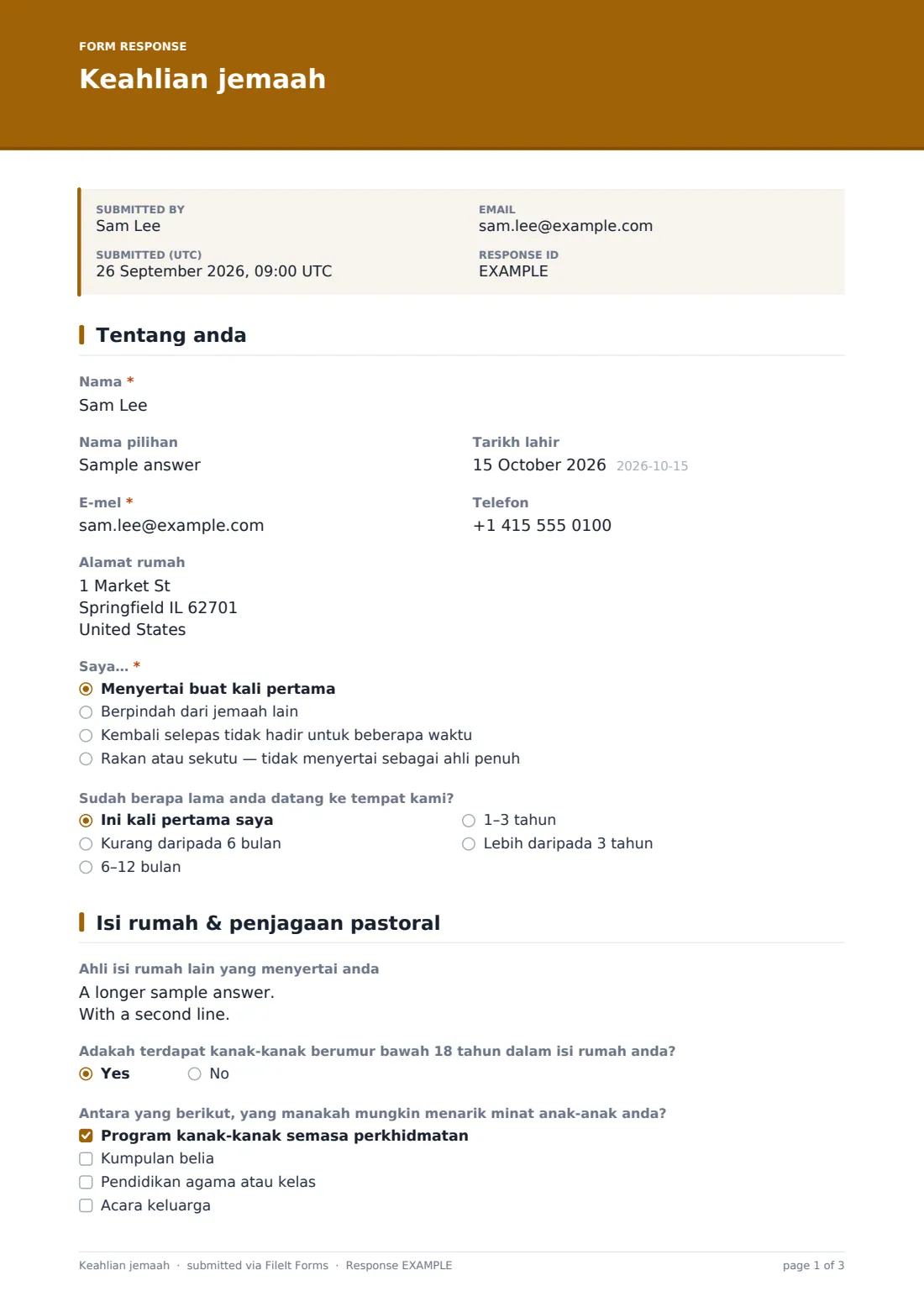 Keahlian jemaah — PDF respons contoh, halaman 1 daripada 3