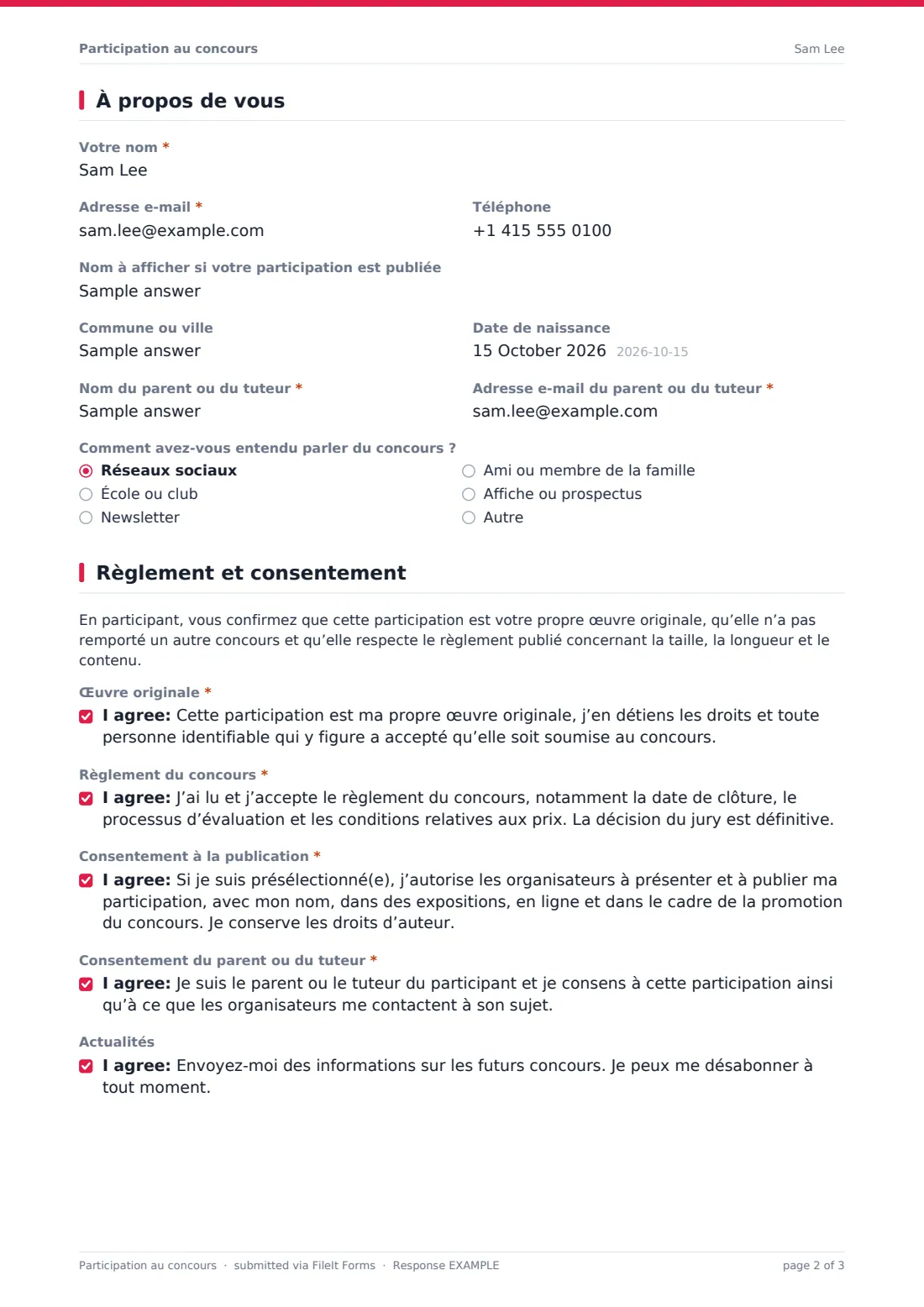 Participation au concours — exemple de réponse au format PDF, page 2 sur 3