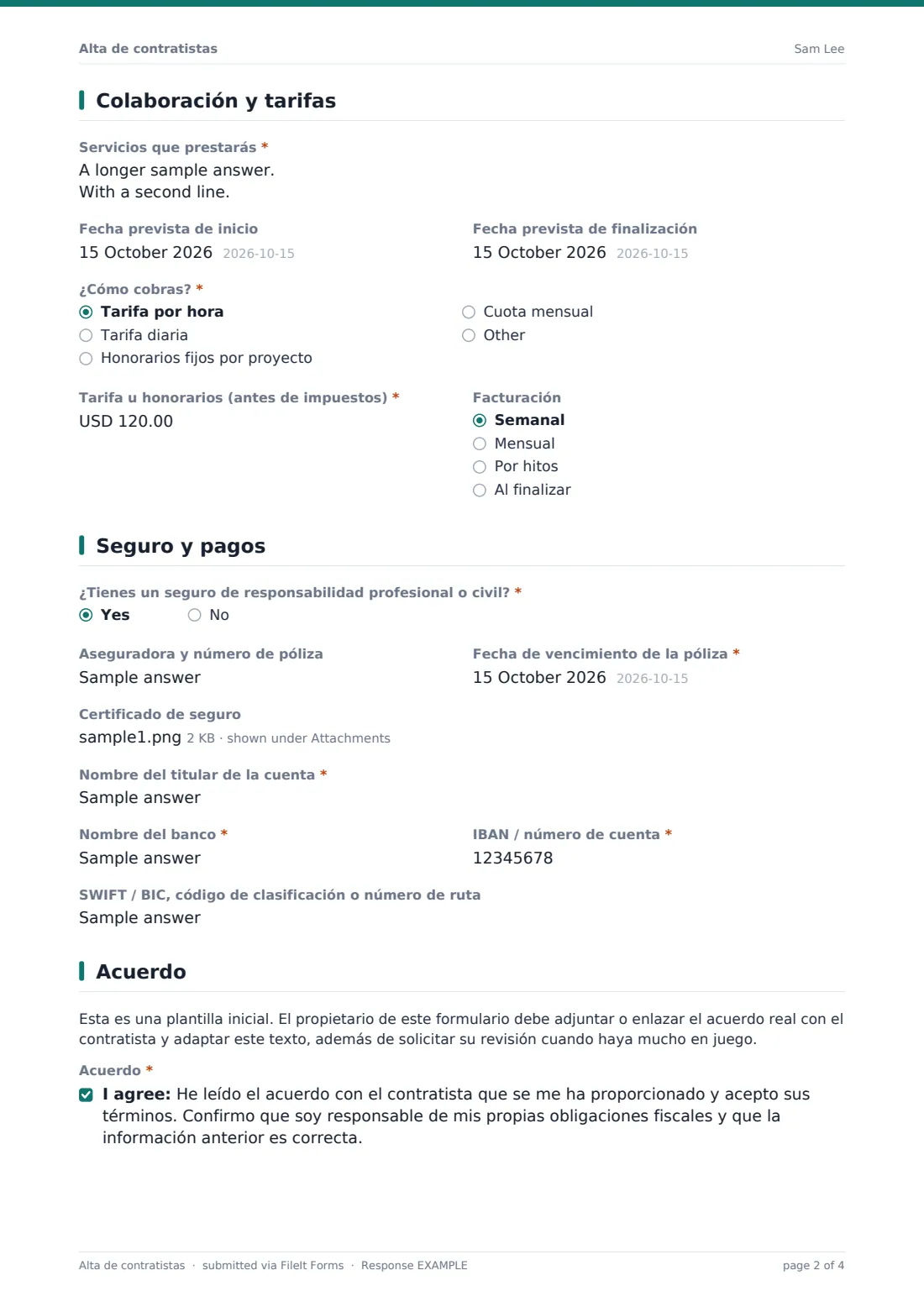 Alta de contratistas — PDF de respuesta de ejemplo, página 2 de 4
