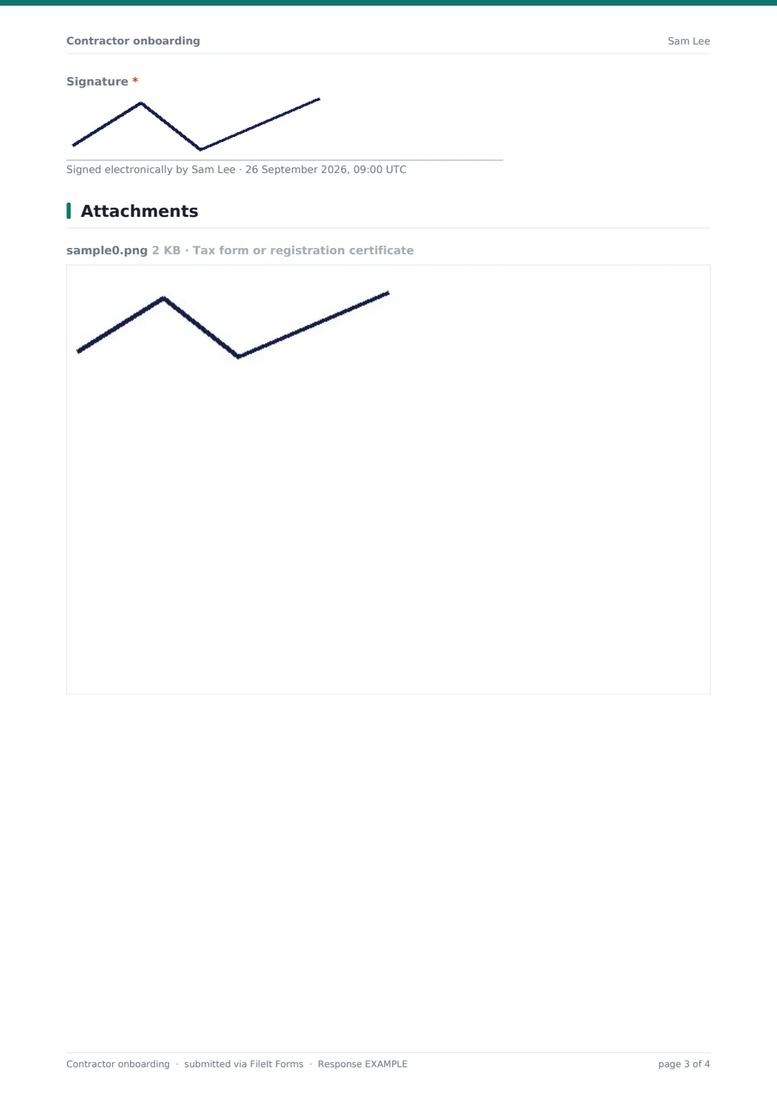 Contractor onboarding — example response PDF, page 3 of 4