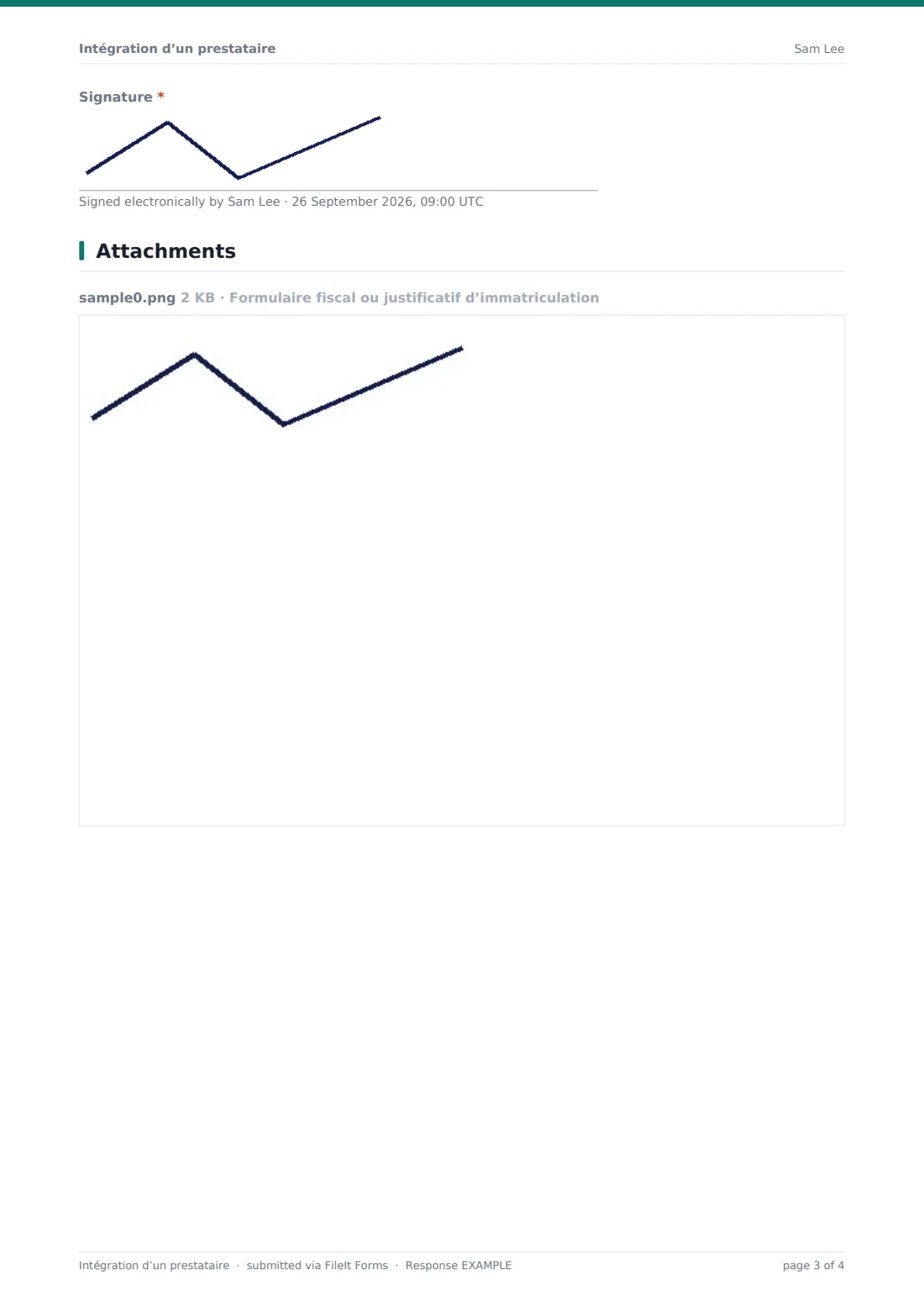 Intégration d’un prestataire — exemple de réponse au format PDF, page 3 sur 4