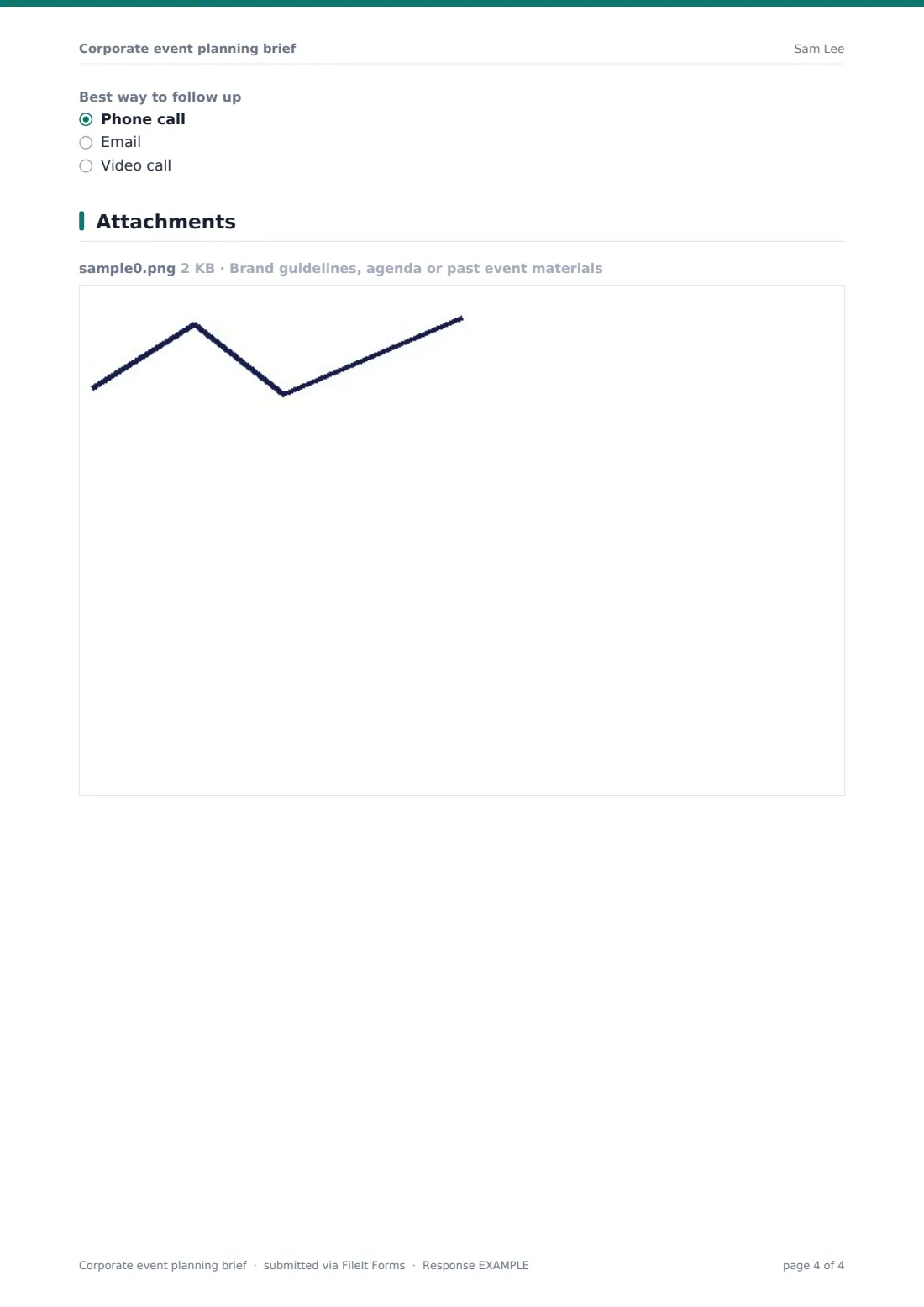 Corporate event planning brief — example response PDF, page 4 of 4
