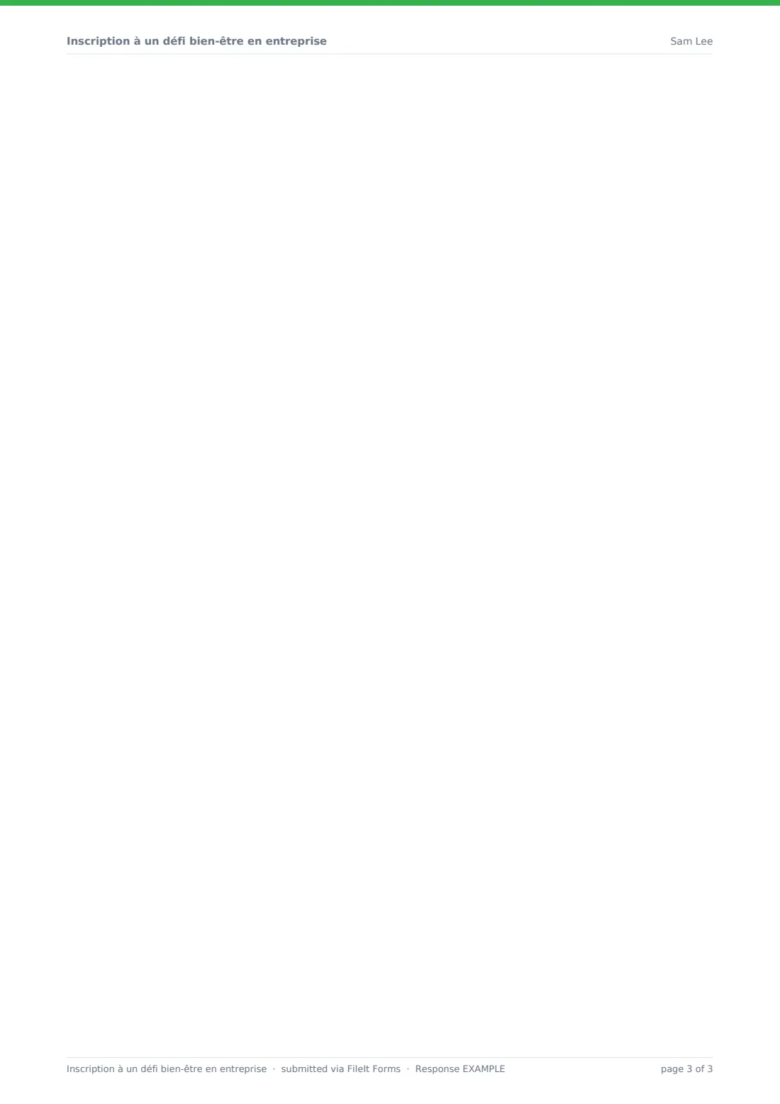Inscription à un défi bien-être en entreprise — exemple de réponse au format PDF, page 3 sur 3