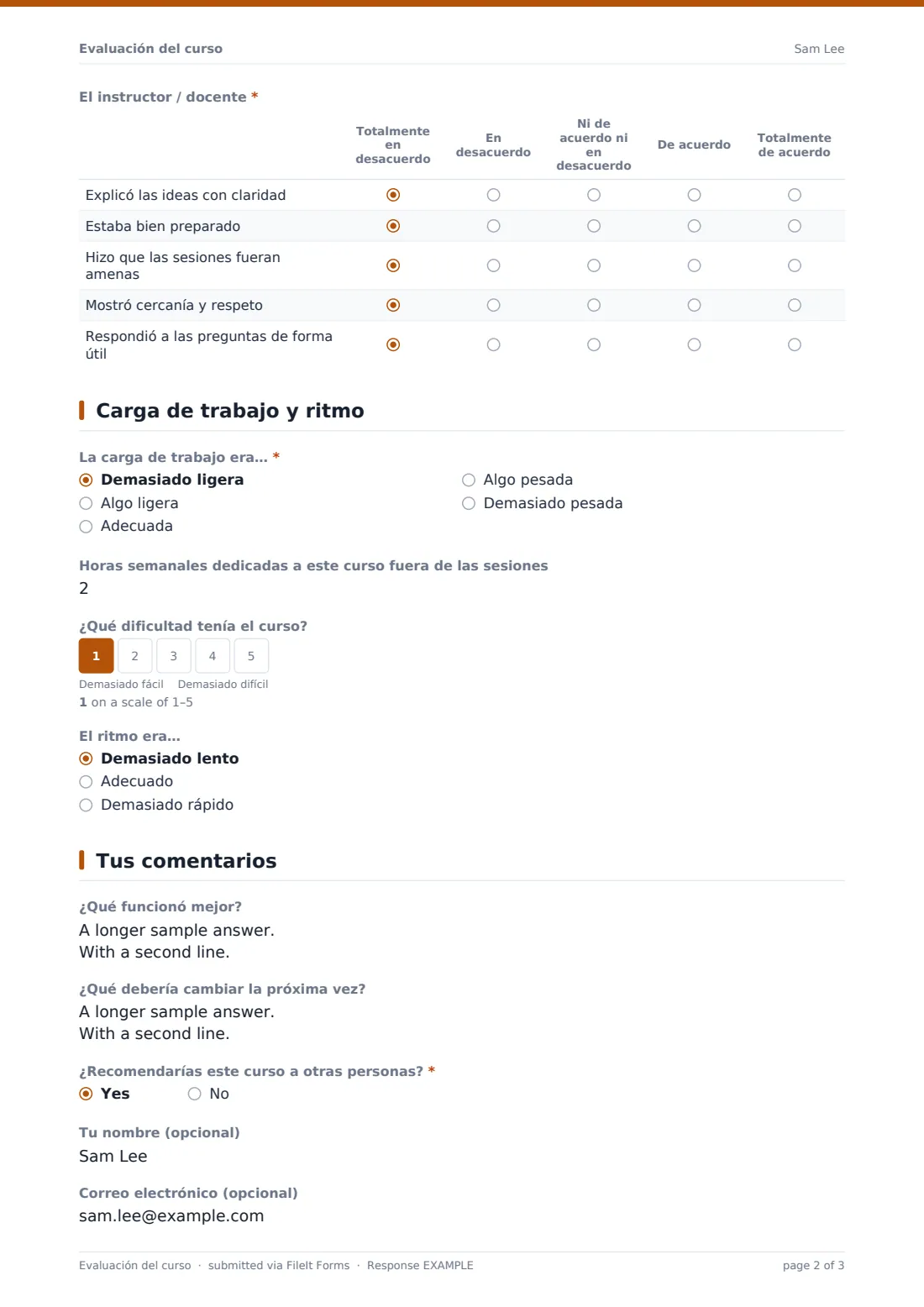 Evaluación del curso — PDF de respuesta de ejemplo, página 2 de 3