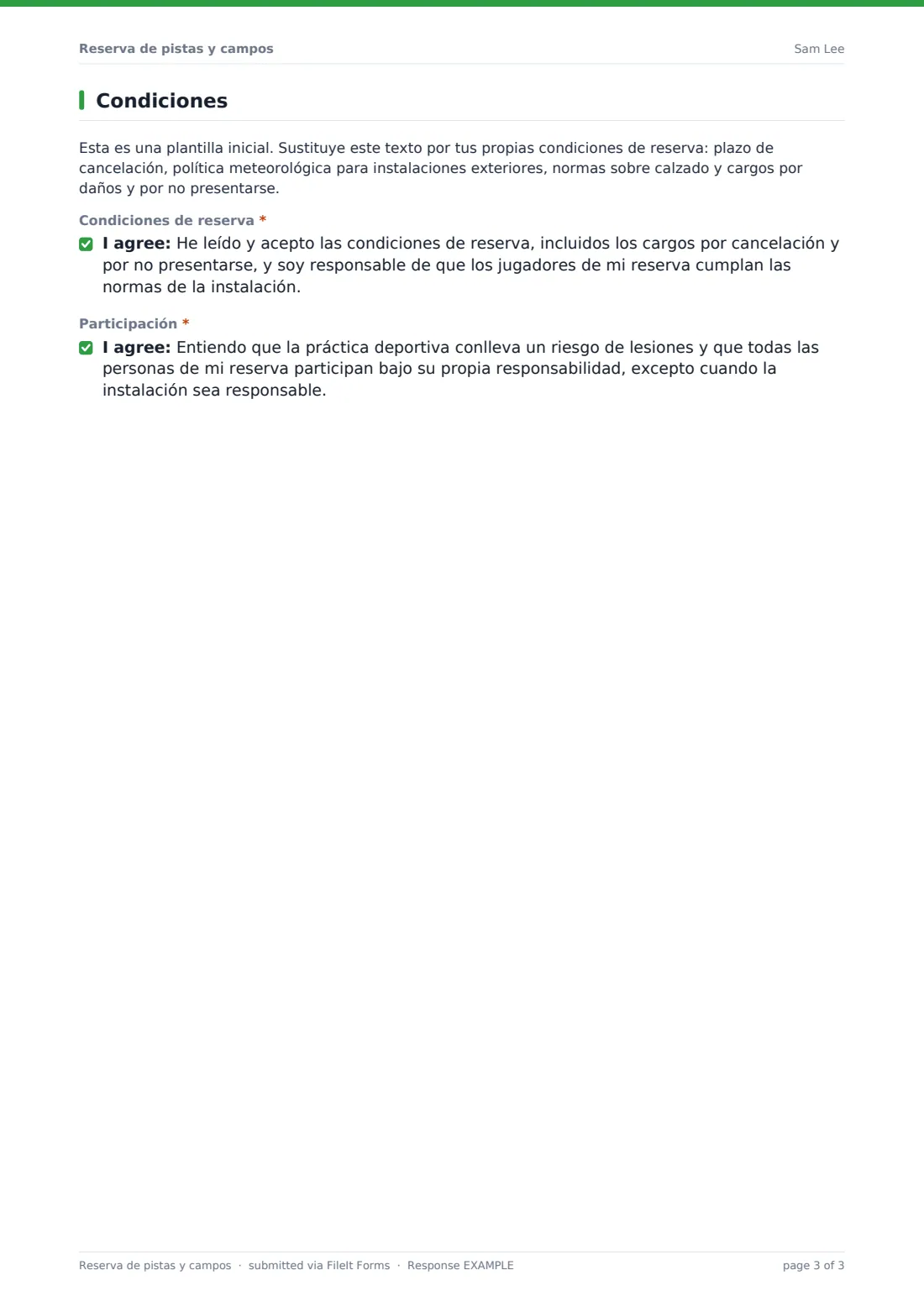 Reserva de pistas y campos — PDF de respuesta de ejemplo, página 3 de 3