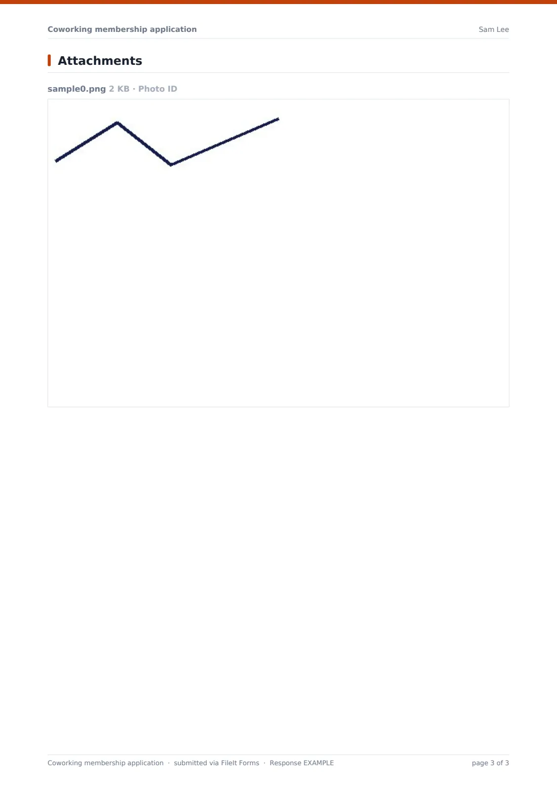 Coworking membership application — example response PDF, page 3 of 3