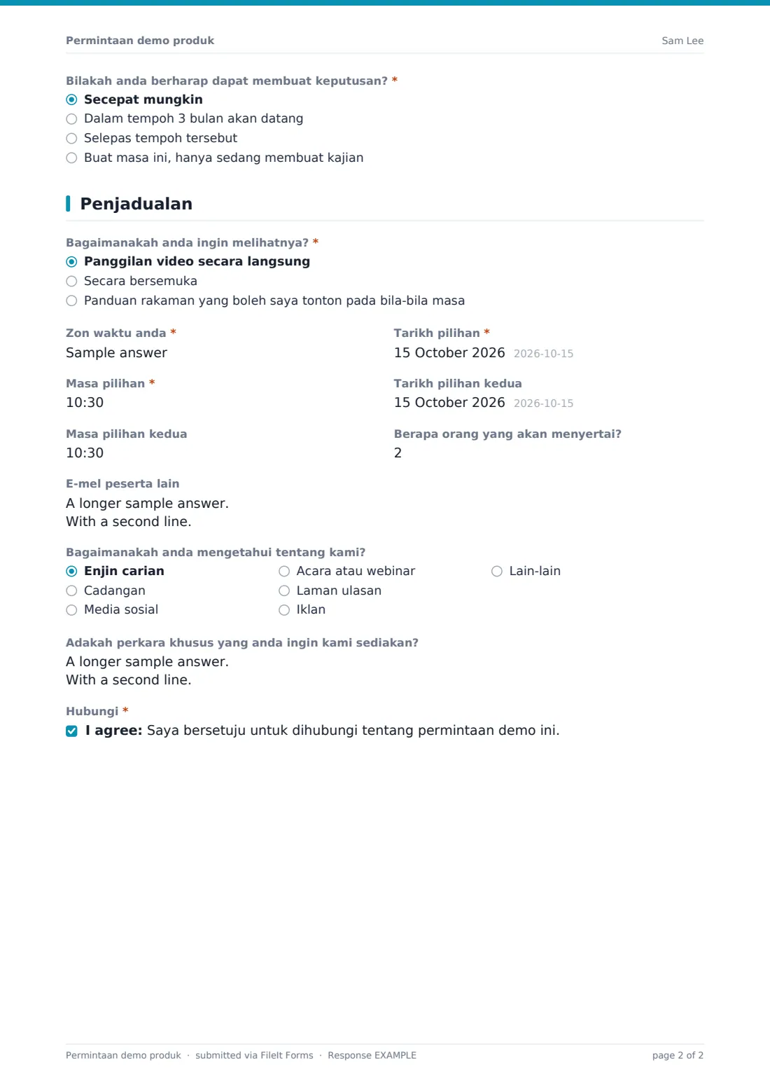 Permintaan demo produk — PDF respons contoh, halaman 2 daripada 2