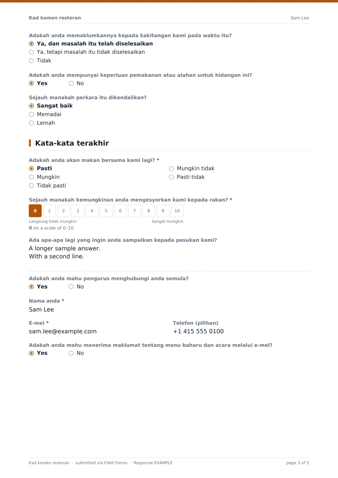 Kad komen restoran — PDF respons contoh, halaman 3 daripada 3