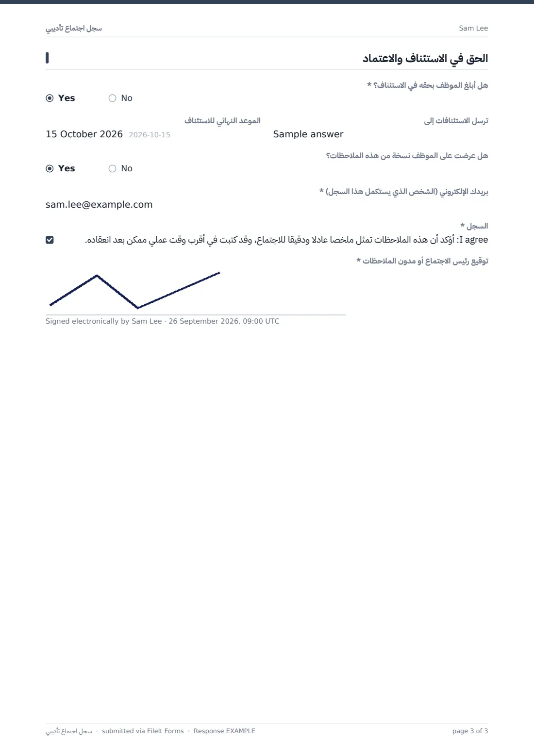 سجل اجتماع تأديبي — ملف PDF لرد نموذجي، الصفحة 3 من 3