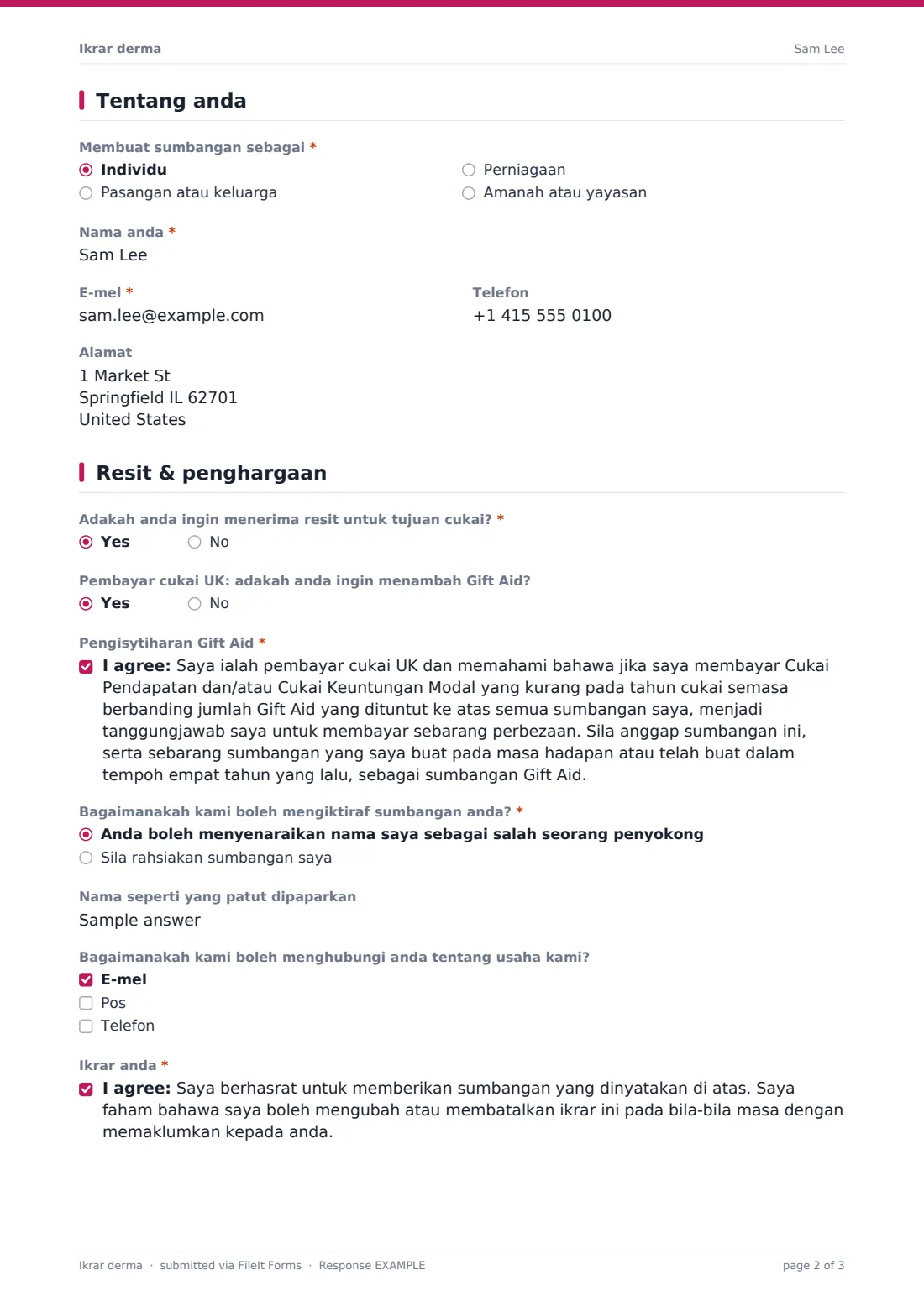 Ikrar derma — PDF respons contoh, halaman 2 daripada 3