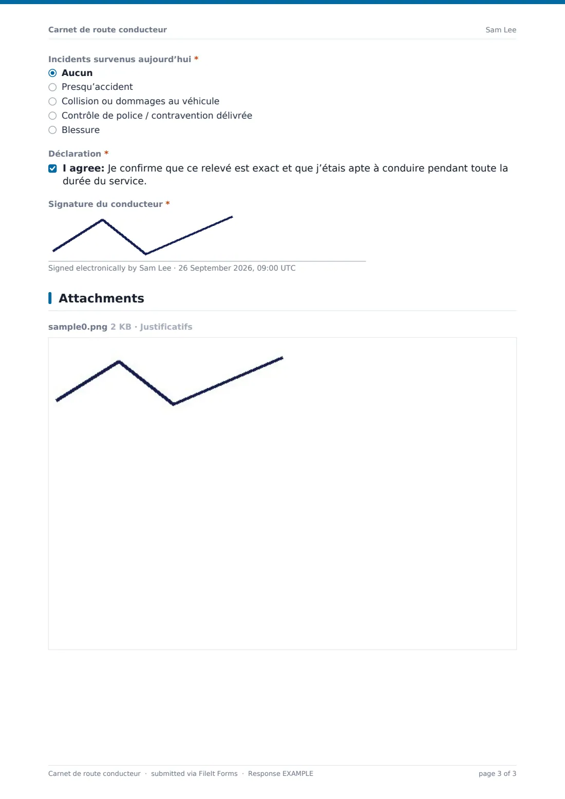 Carnet de route conducteur — exemple de réponse au format PDF, page 3 sur 3