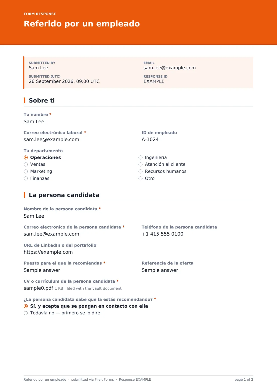 Referido por un empleado — PDF de respuesta de ejemplo, página 1 de 2