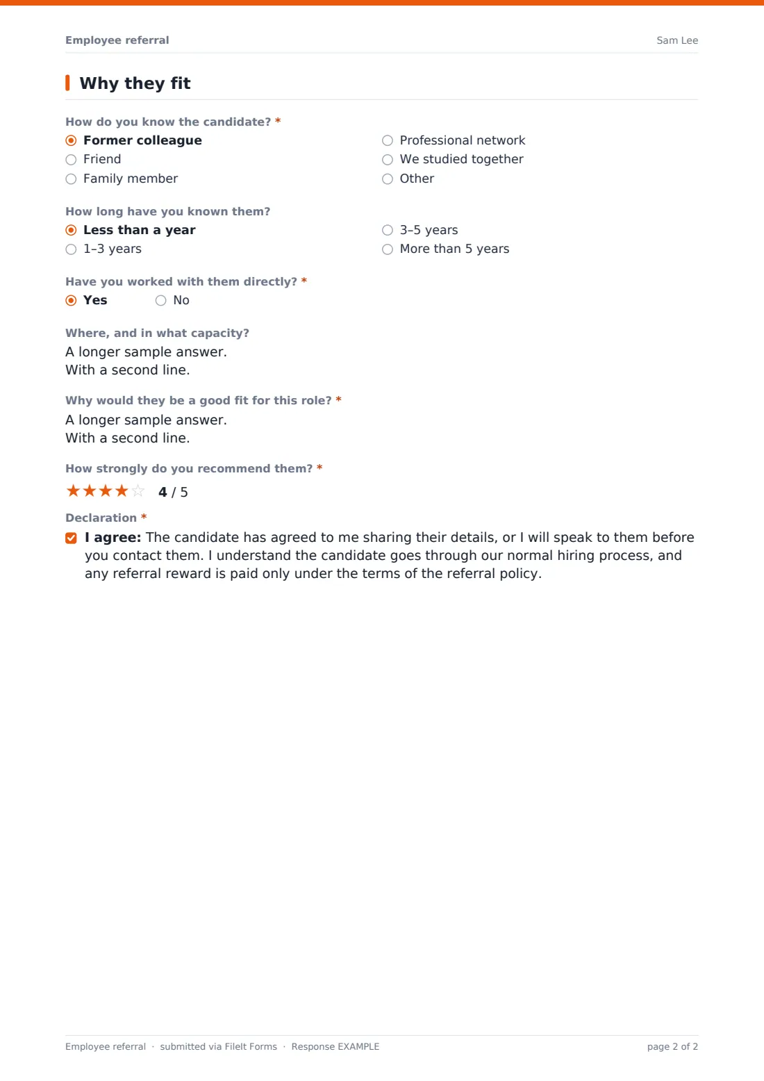 Employee referral — example response PDF, page 2 of 2