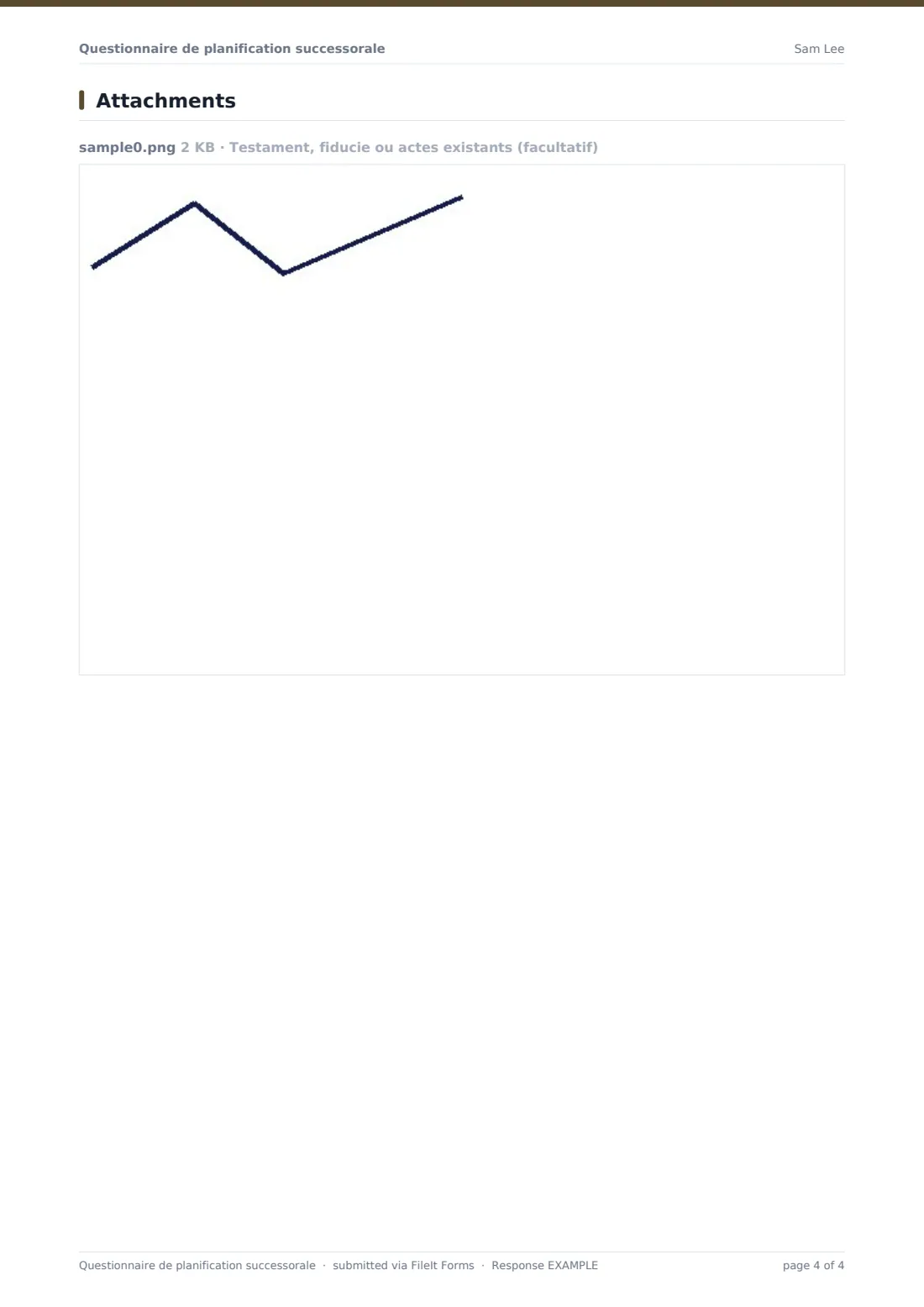 Questionnaire de planification successorale — exemple de réponse au format PDF, page 4 sur 4
