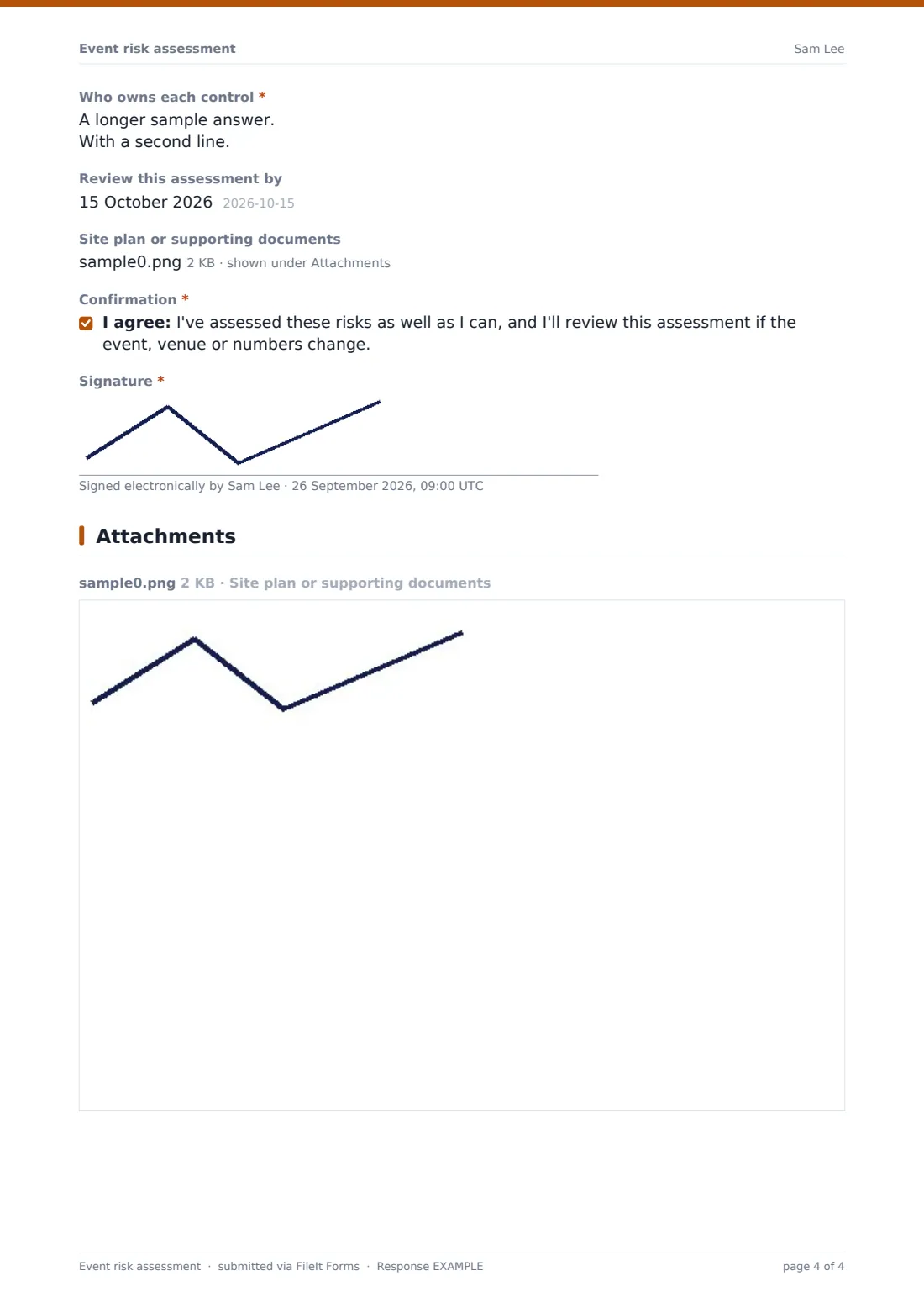 Event risk assessment — example response PDF, page 4 of 4