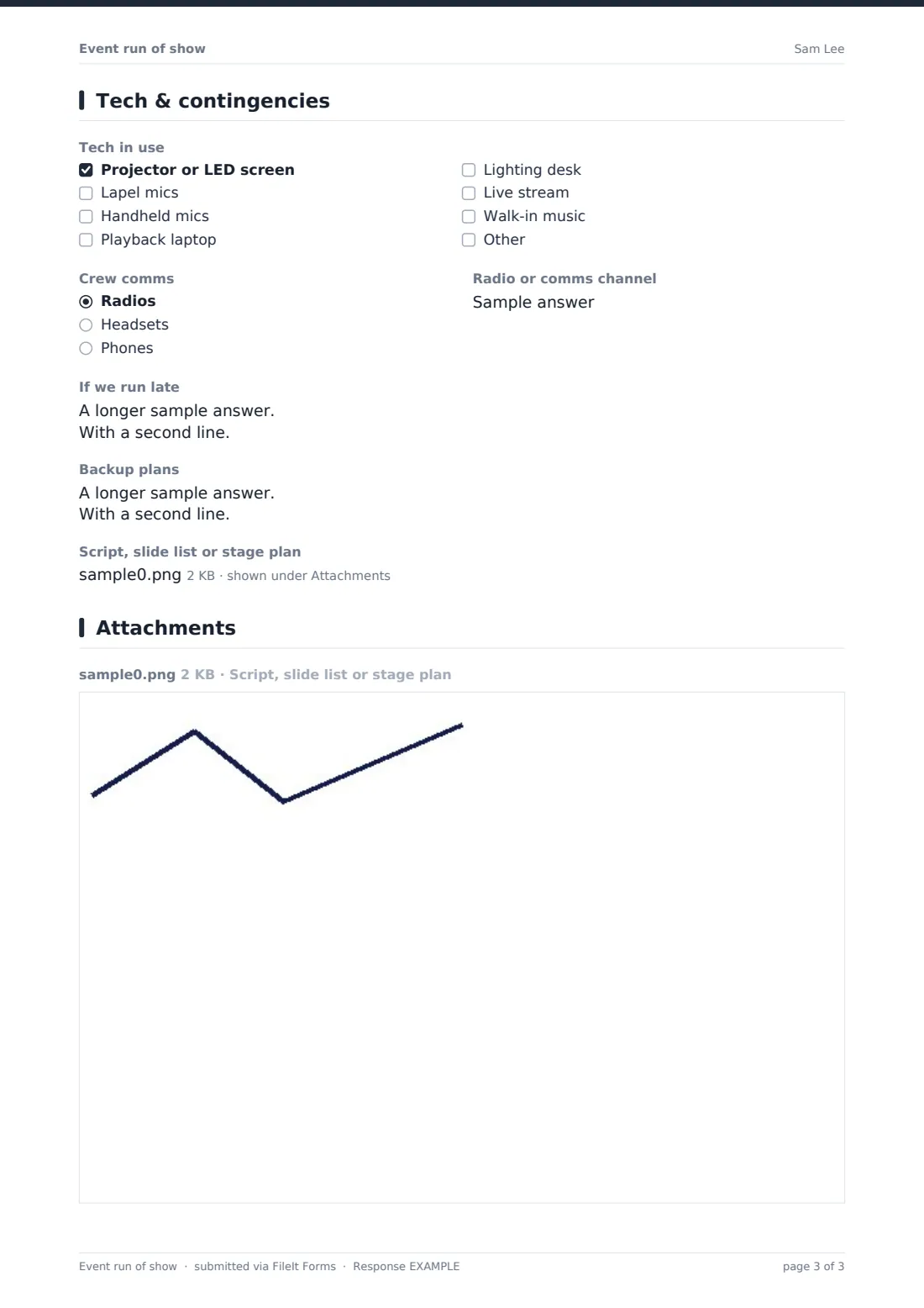 Event run of show — example response PDF, page 3 of 3