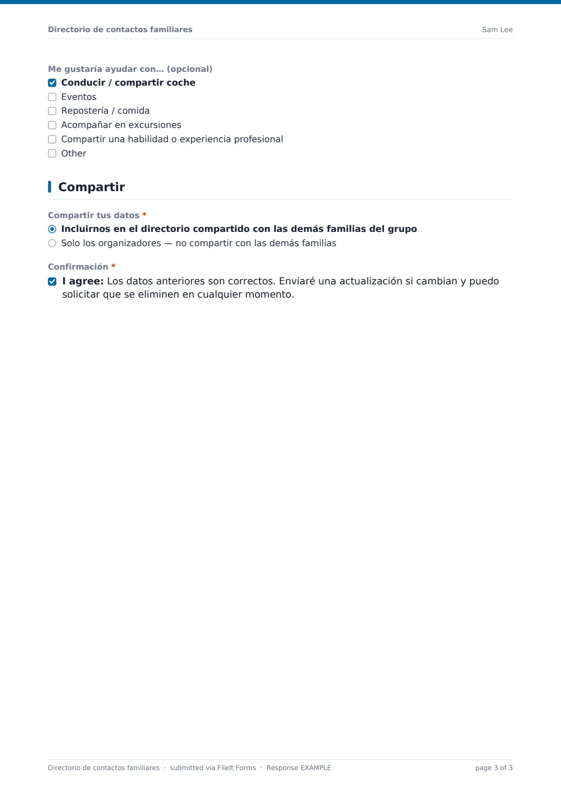 Directorio de contactos familiares — PDF de respuesta de ejemplo, página 3 de 3