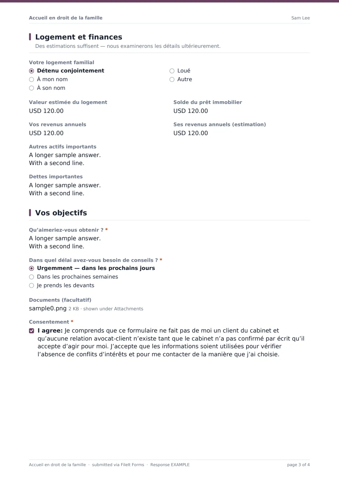 Accueil en droit de la famille — exemple de réponse au format PDF, page 3 sur 4