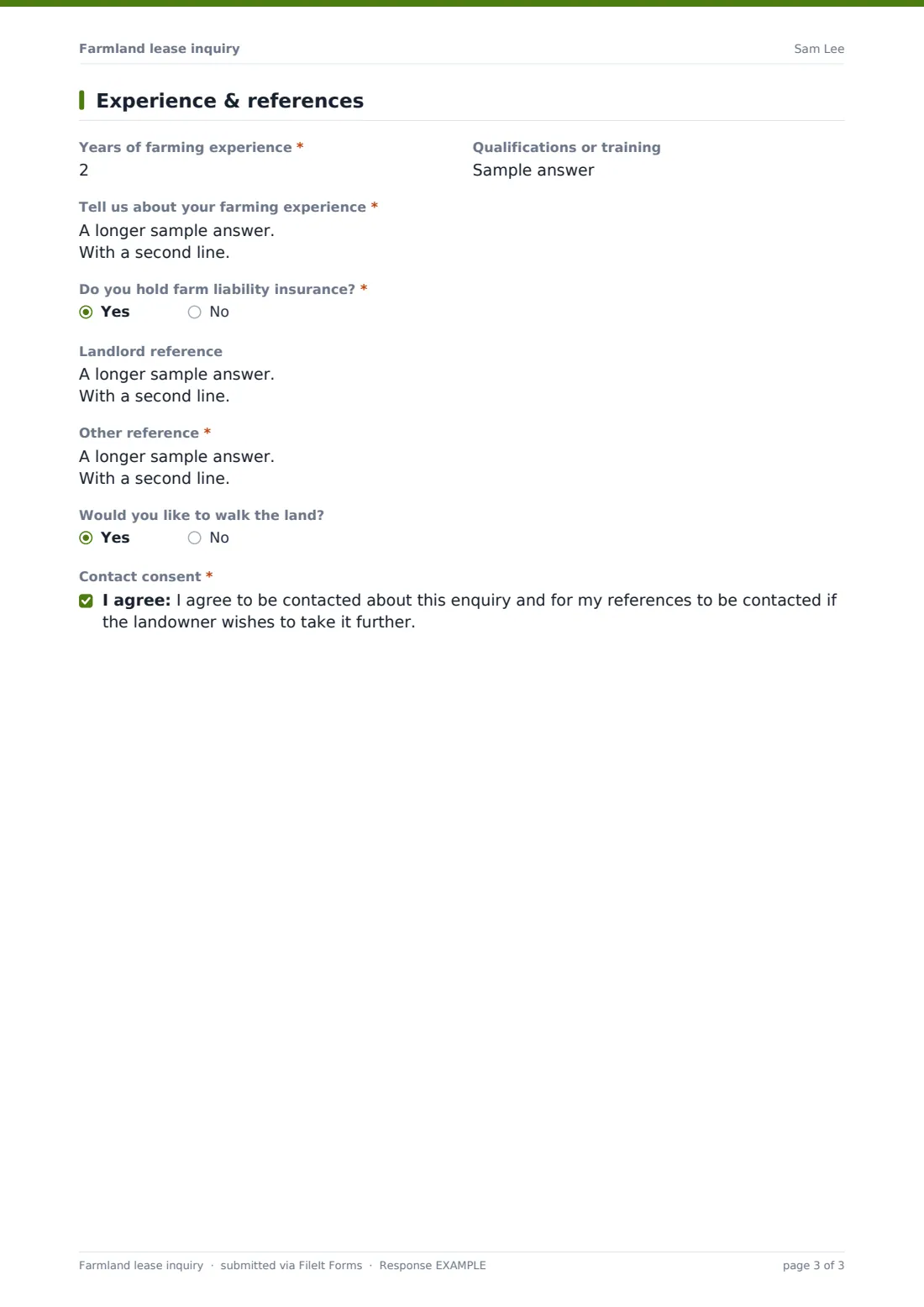 Farmland lease inquiry — example response PDF, page 3 of 3