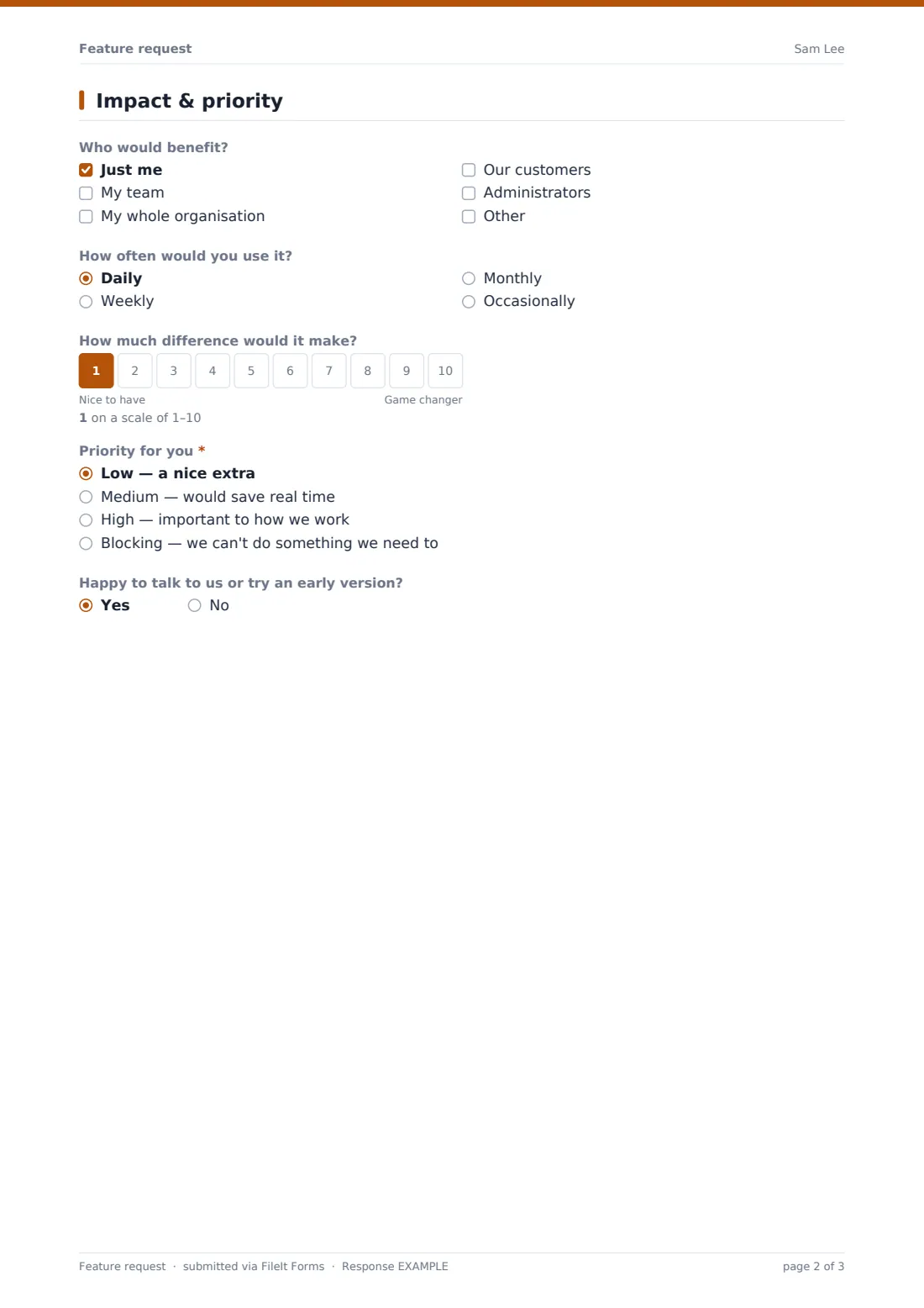 Feature request — example response PDF, page 2 of 3