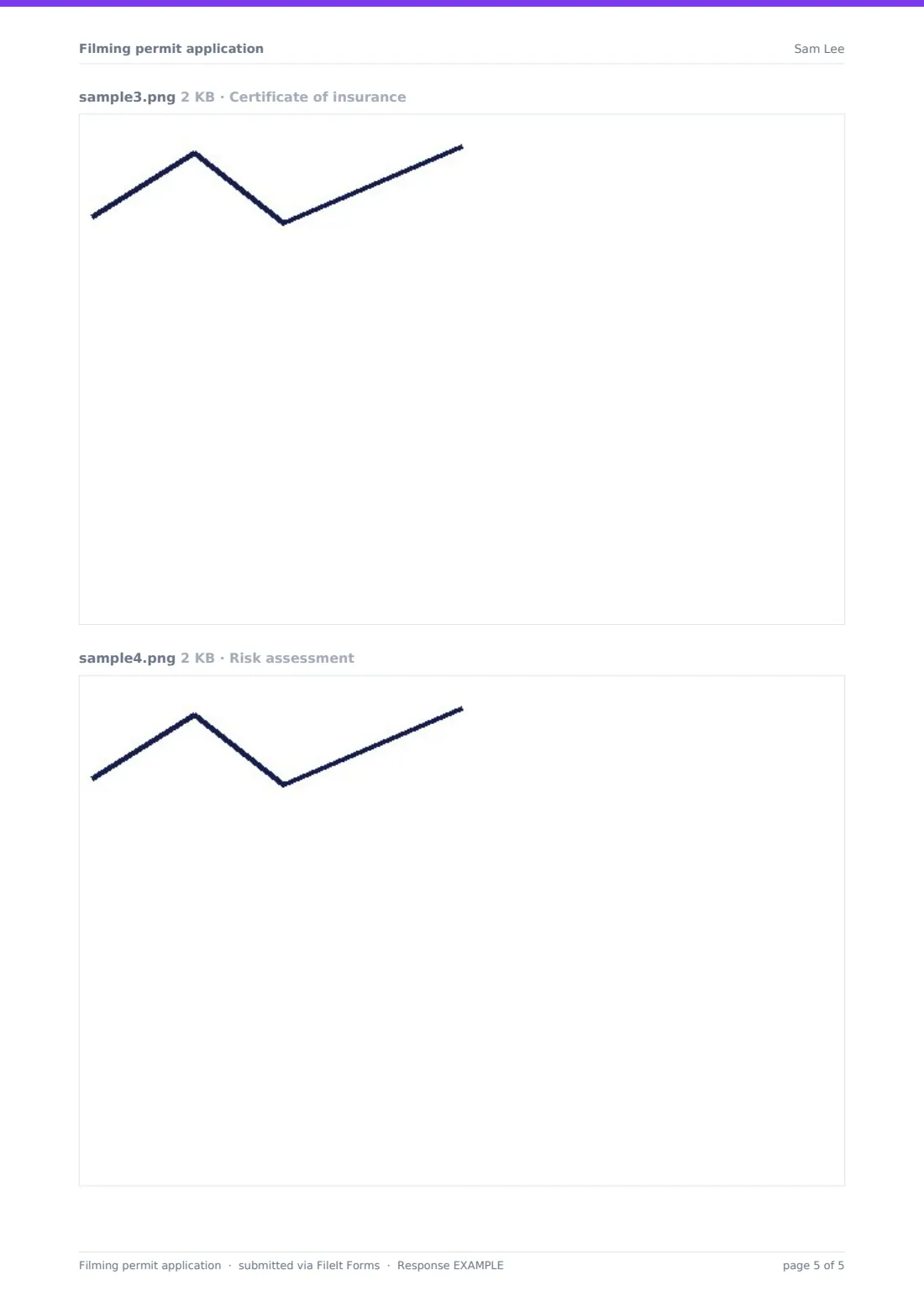 Filming permit application — example response PDF, page 5 of 5