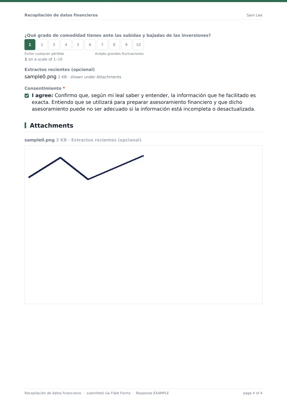 Recopilación de datos financieros — PDF de respuesta de ejemplo, página 4 de 4